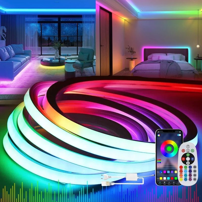 KSIBNW Neon LED Strip RGB, 20m, 230V, IP65, elastyczna wodoodporna.