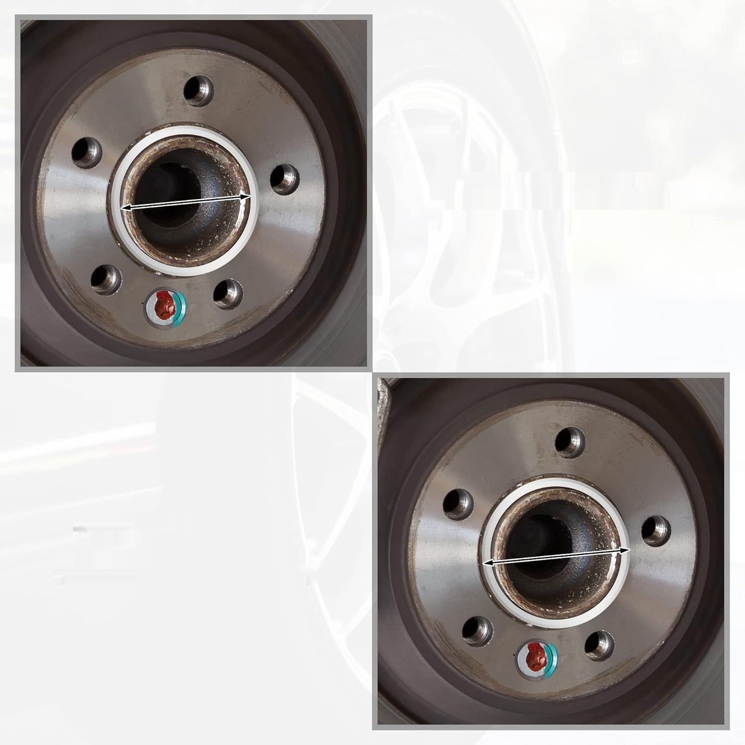 X AUTOHAUX Zestaw 4 Pierścieni Centrujących 72.6 - 65.1 mm, Srebrny Odcień