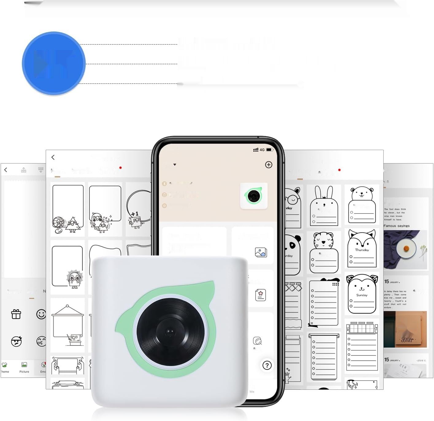 Bisofice L8 Mini Drukarka Fotograficzna: kompaktowa, bez tuszu, Bluetooth.