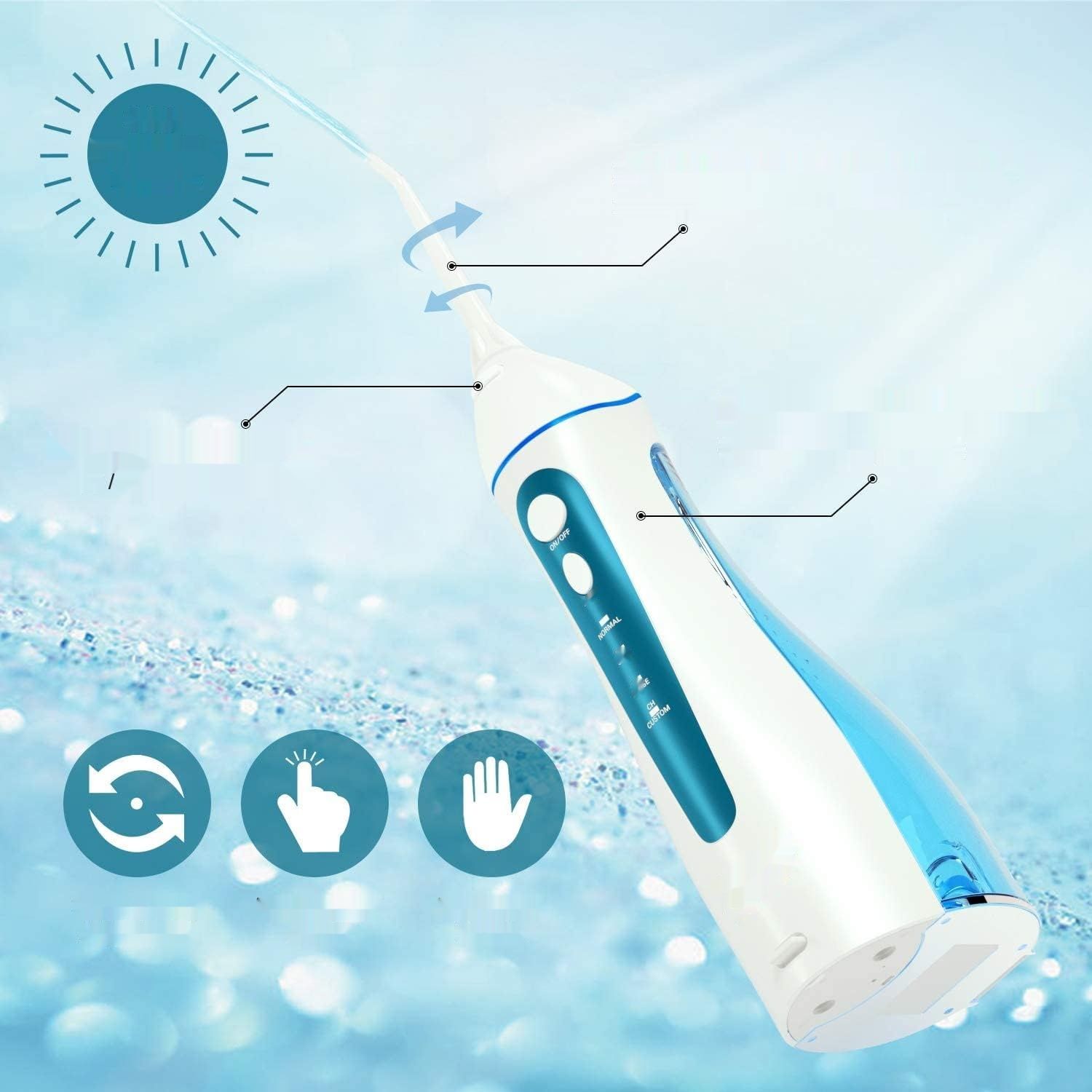 Przenośny irygator doustny IPX7, 5 dysz, 4 tryby, USB, 21 dni, 200 ml.