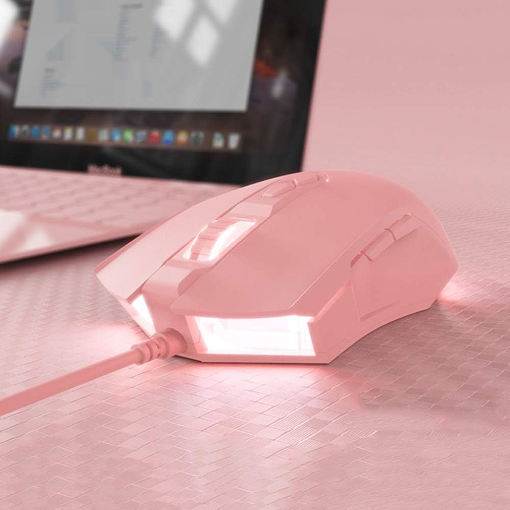 Mysz RGB LexonElec 7 przycisków 2500 DPI LED USB dla graczy - Różowy