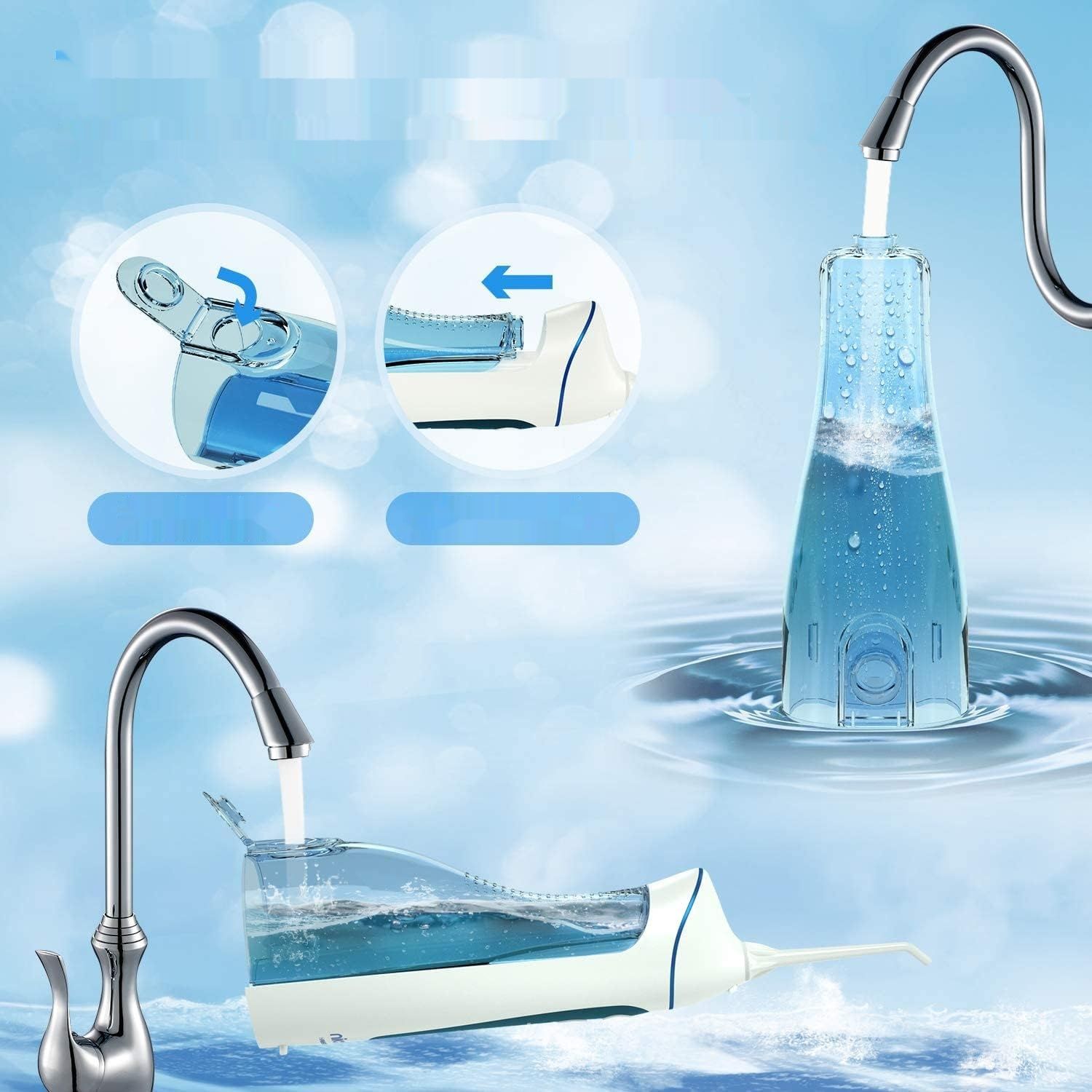 Przenośny irygator doustny IPX7, 5 dysz, 4 tryby, USB, 21 dni, 200 ml.