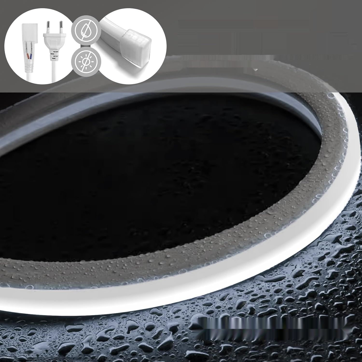 KSIBNW Neon LED Strip Ciepły Biały, 2m, 230V, IP65, do wnętrz i na zewnątrz