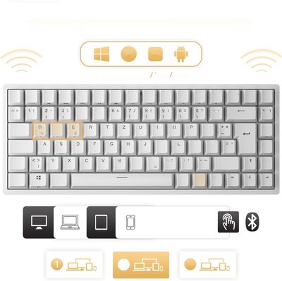 RK ROYAL KLUDGE RK84-DE 75% Klawiatura Gamingowa, Mechaniczna Bluetooth