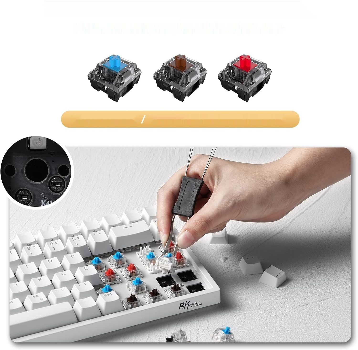RK ROYAL KLUDGE RK84-DE 75% Klawiatura Gamingowa, Mechaniczna Bluetooth