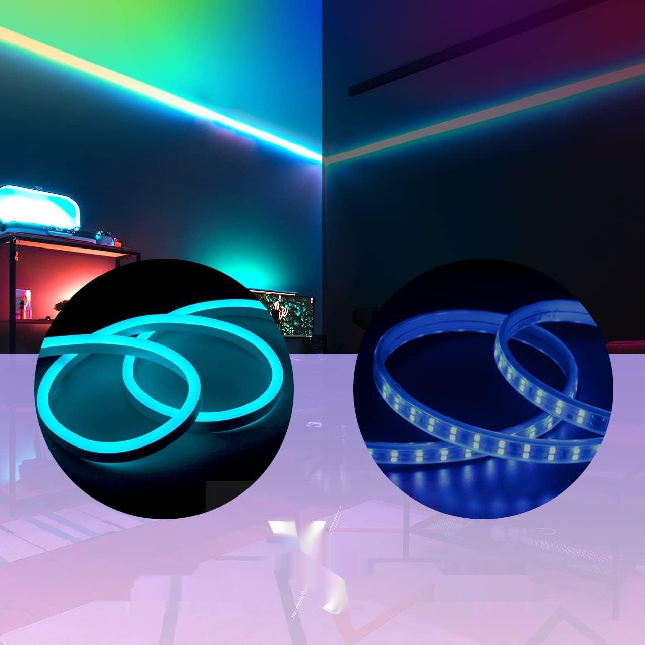 KSIBNW Neon LED Stripe RGB, 2m, IP65, zasilacz, kontroler, 230V.