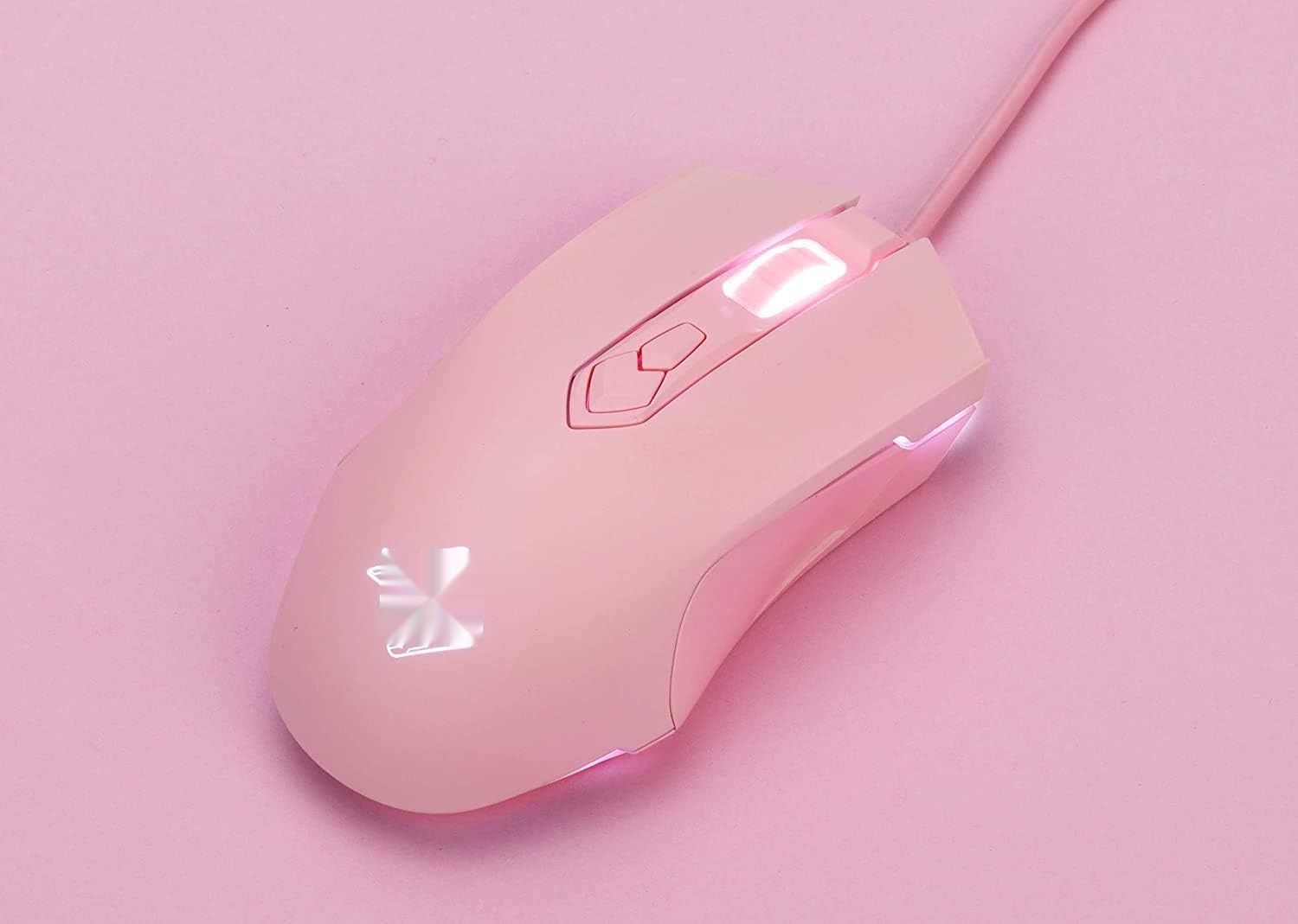 Mysz RGB LexonElec 7 przycisków 2500 DPI LED USB dla graczy - Różowy