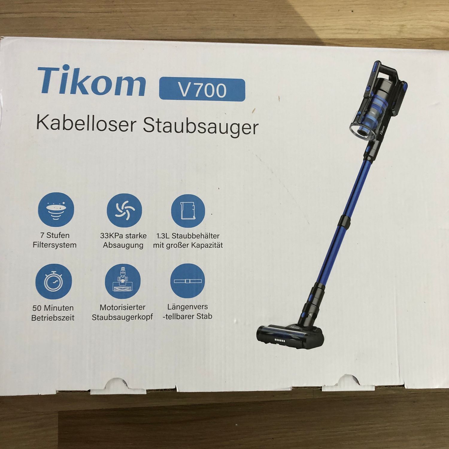 Tikom V700 Odkurzacz 450 W, 33000 Pa, 40 min, 6-w-1, pojemnik 1,3 L, niebieski