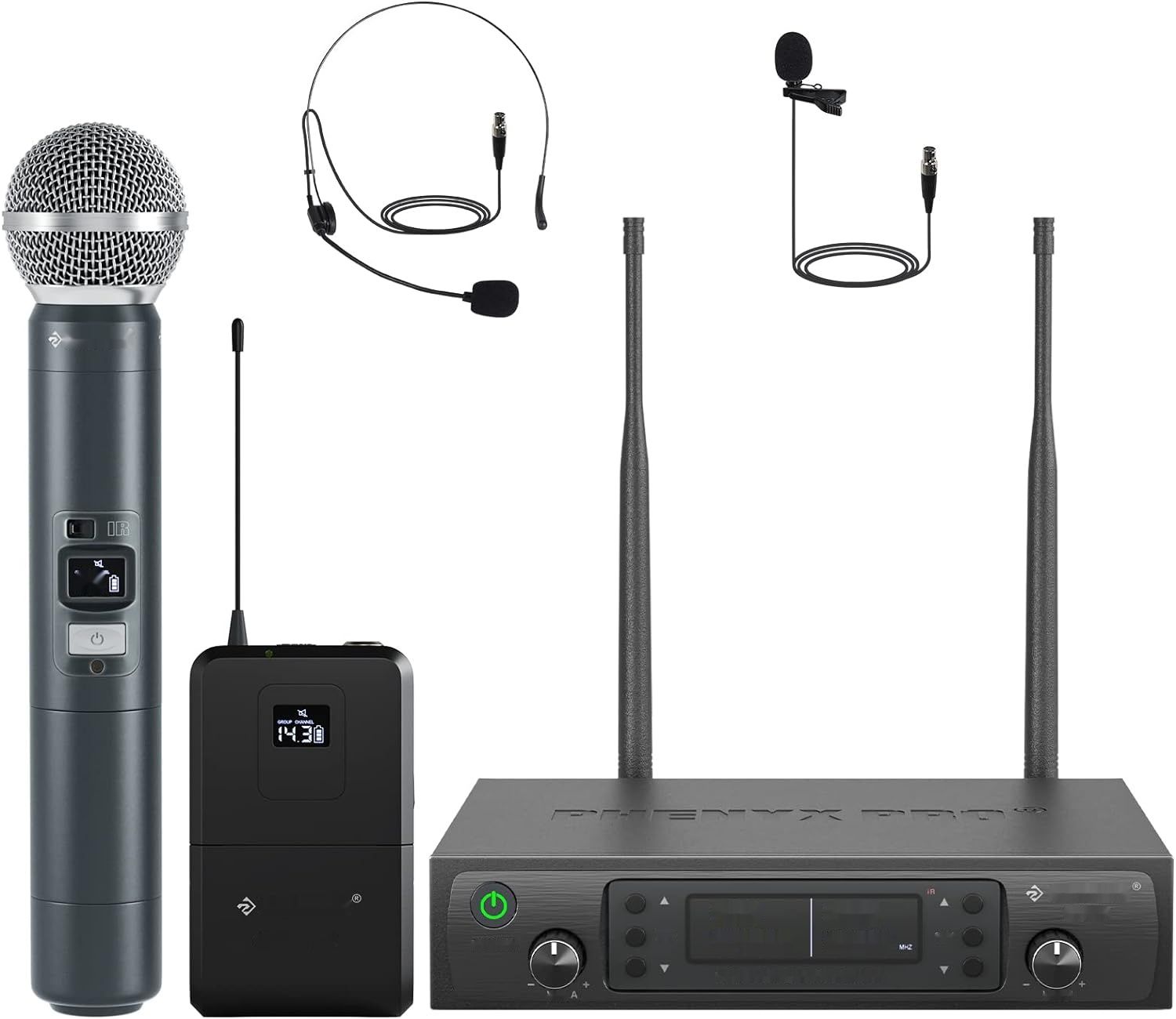 Phenyx Pro PTU-71-1H1B: system bezprzewodowych mikrofonów, 2x100 kanałów UHF.
