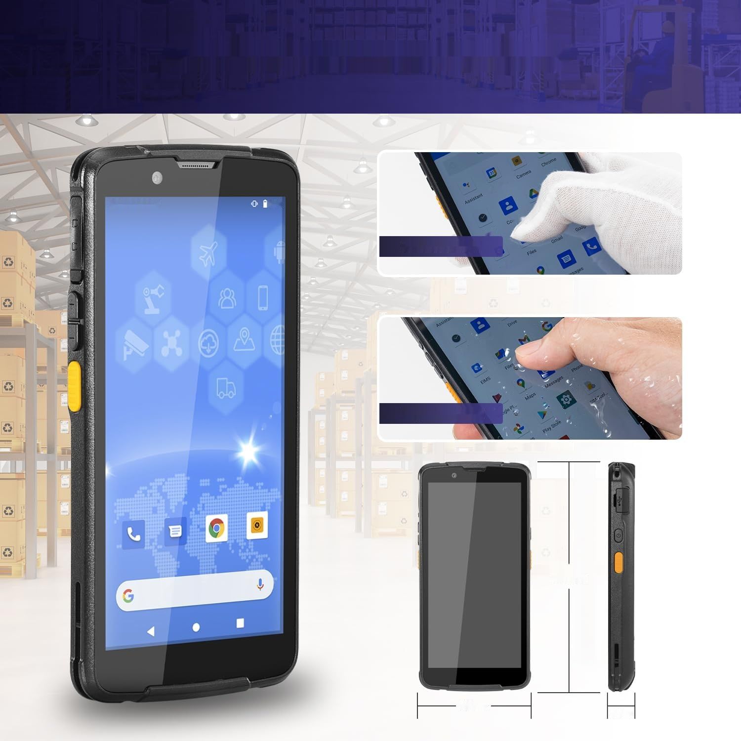 Netum Q700 Android 11 Handheld Mobile Computer PDA ze skanerem kodów kreskowych.