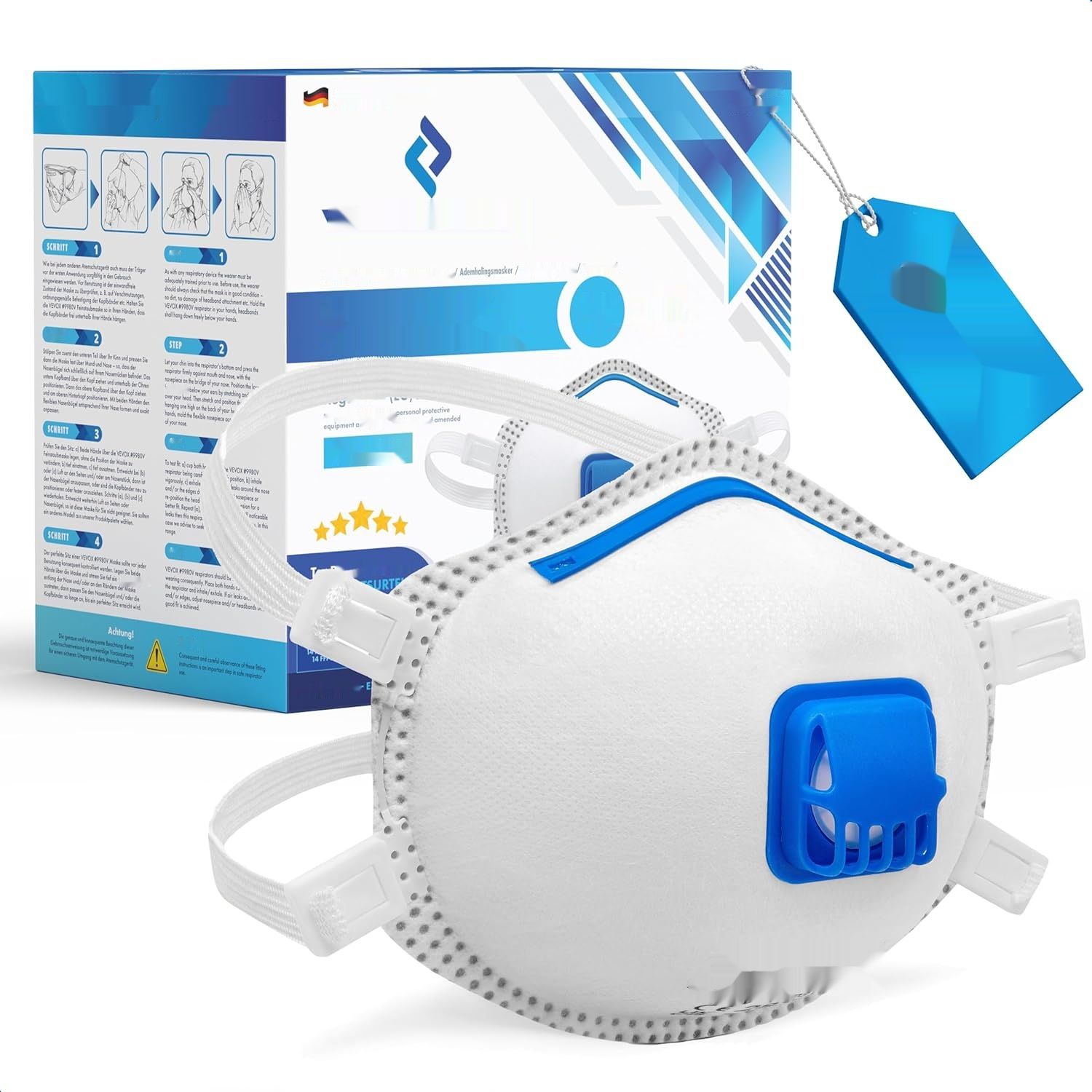 VEVOX® Maska Respirator FFP3, FFP2, FFP1 - Zestaw 20