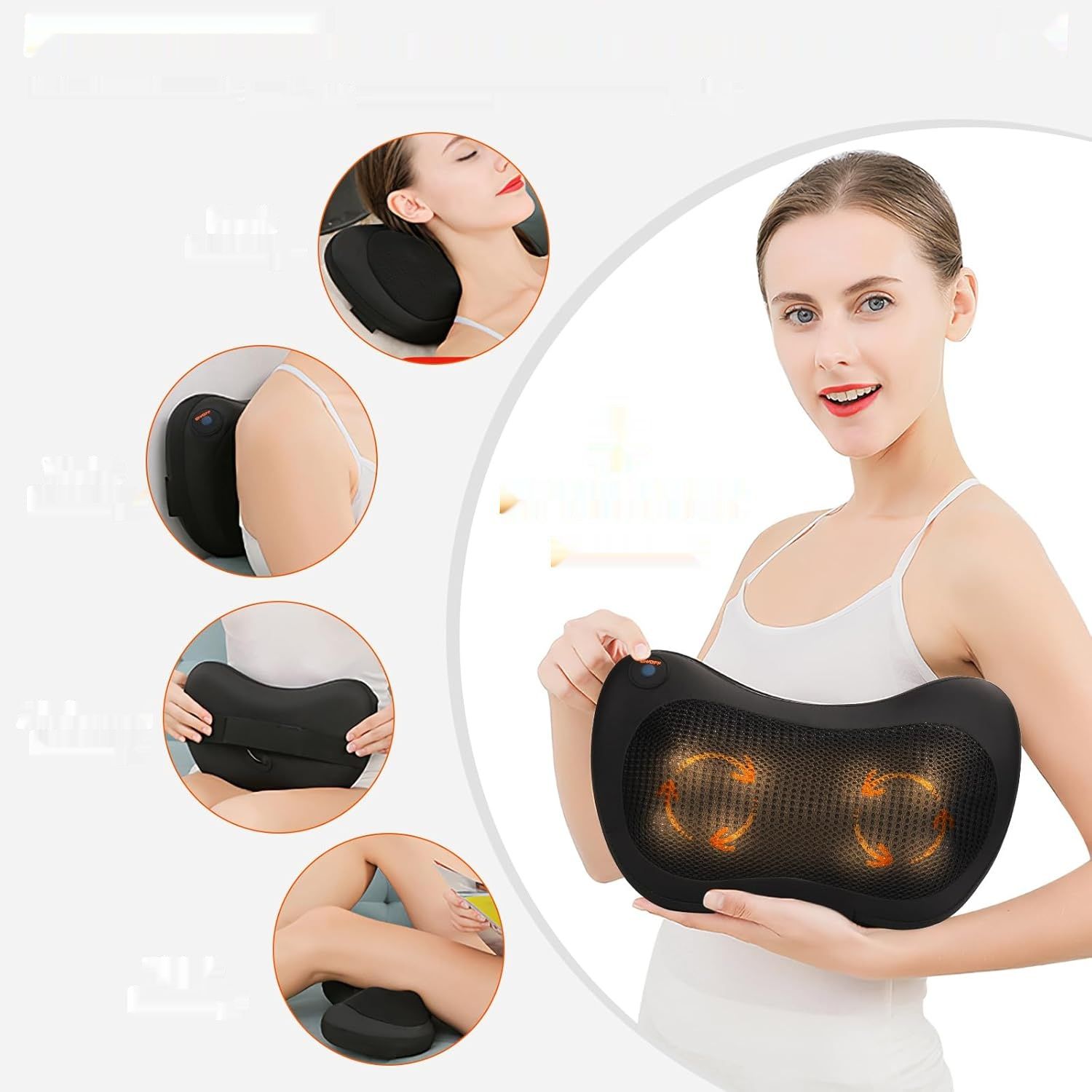 Elektryczna Poduszka Masująca Shiatsu z Podgrzewaniem, 3D Ugniatanie.