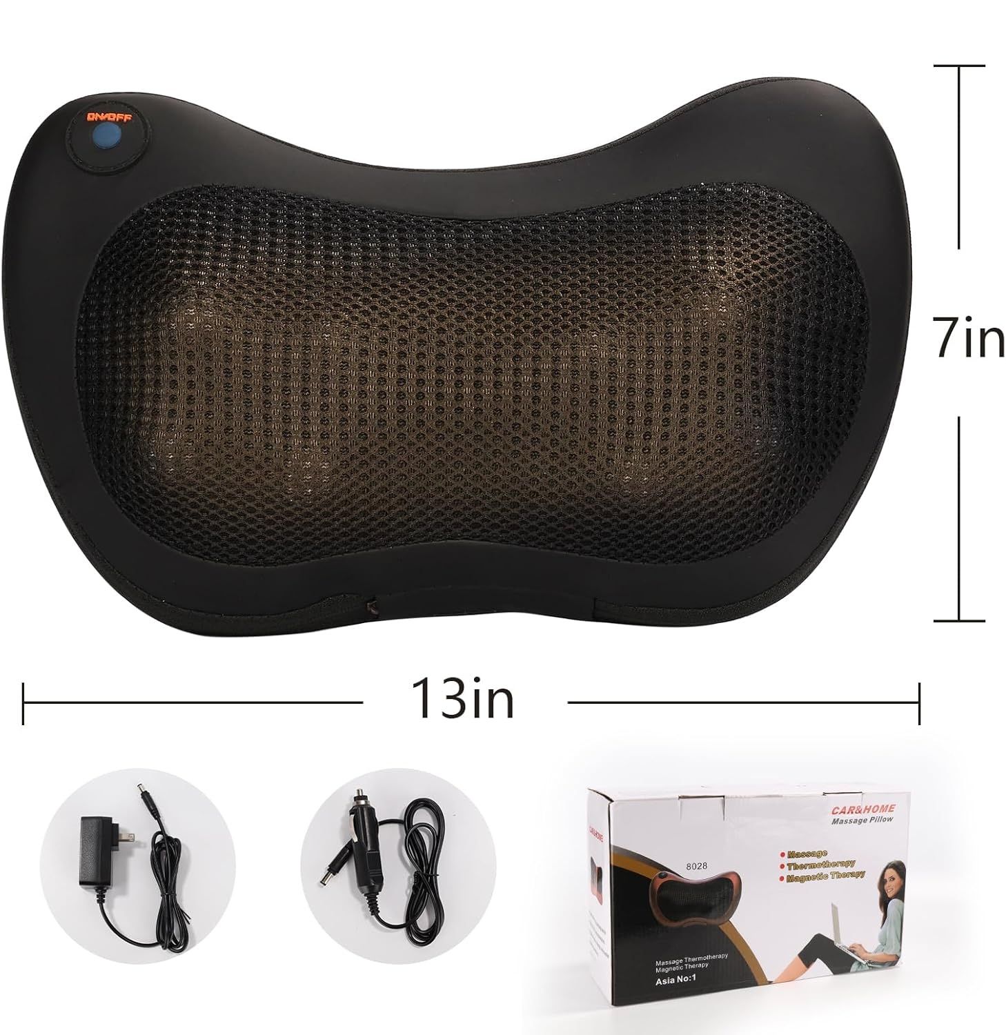 Elektryczna Poduszka Masująca Shiatsu z Podgrzewaniem, 3D Ugniatanie.