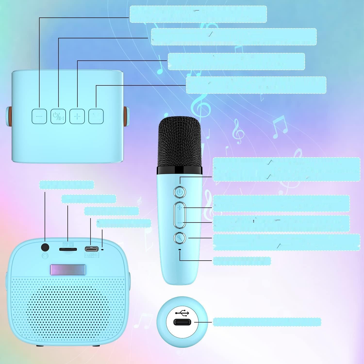Wowstar Maszyna do karaoke dla dzieci, przenośny głośnik Bluetooth.