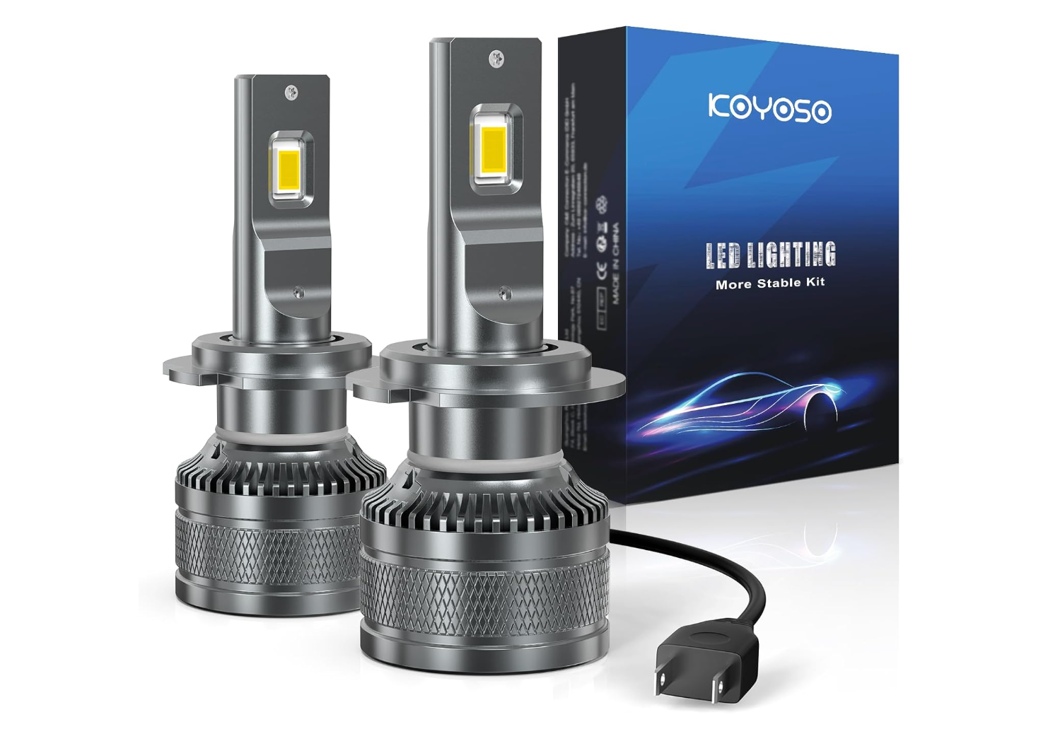 KOYOSO H7 żarówki LED do reflektorów, 60 W, 12000 lumenów, 6000 K, bardzo jasne chipy CPS, zestaw 2 szt
