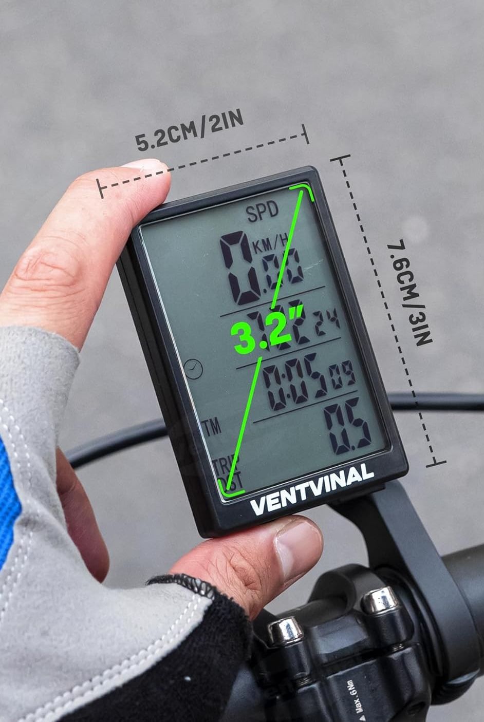 Ventvinal Komputer Rowerowy, IP65, Ekran 3,2&quot;, 31 funkcji, Bezprzew. (2024)