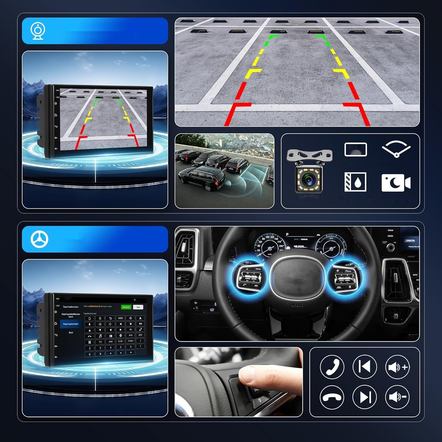 Radio Android 13 2 DIN GPS WiFi Mirror Link 7&quot; Bluetooth FM DAB/OBD/DVR/USB.