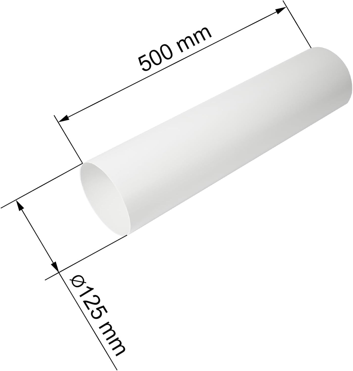 Vent Systems Rura Wentylacyjna Ø125mm, Długość 0,5m, Kanał Wyciągowy/Doprowadzający