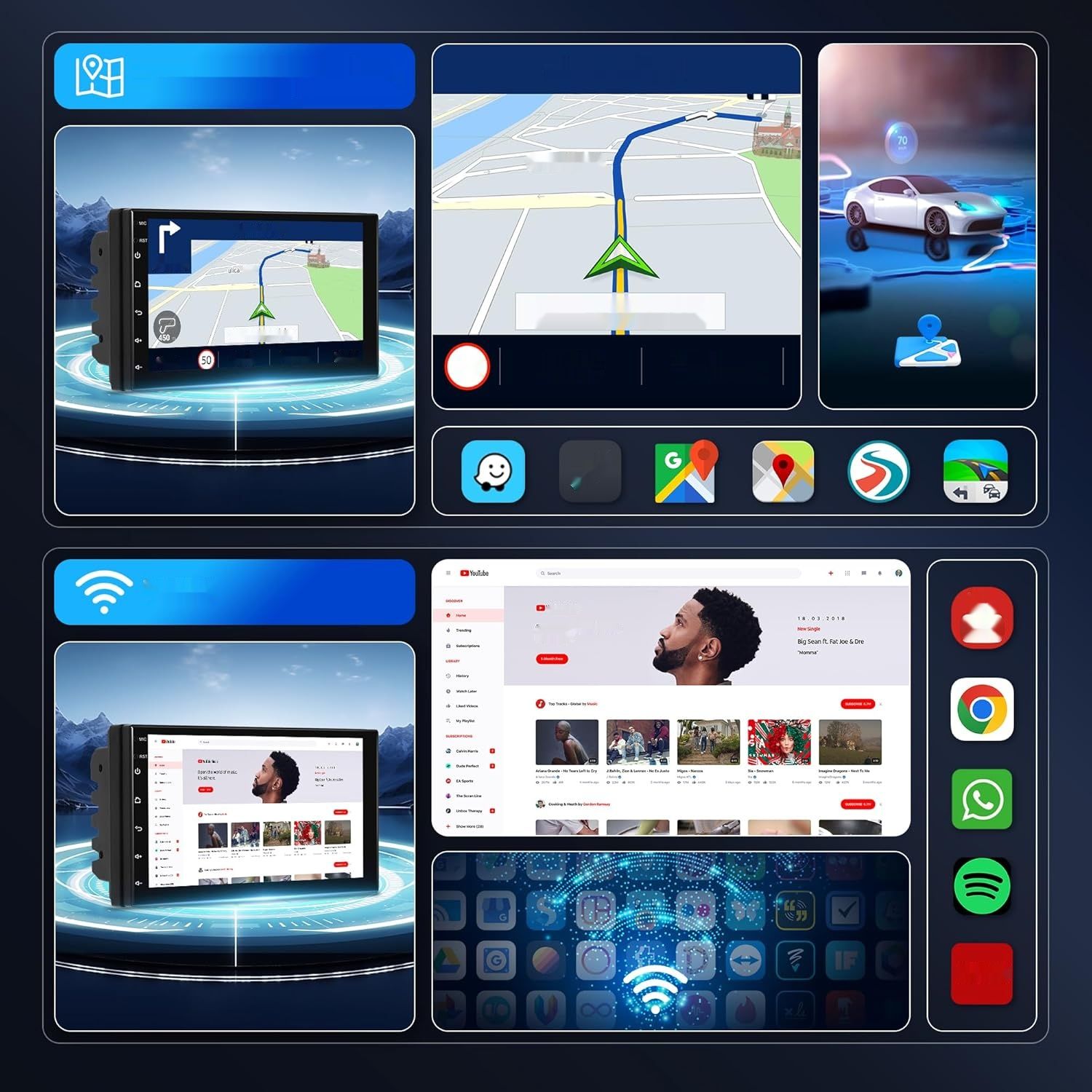 Radio Android 13 2 DIN GPS WiFi Mirror Link 7&quot; Bluetooth FM DAB/OBD/DVR/USB.