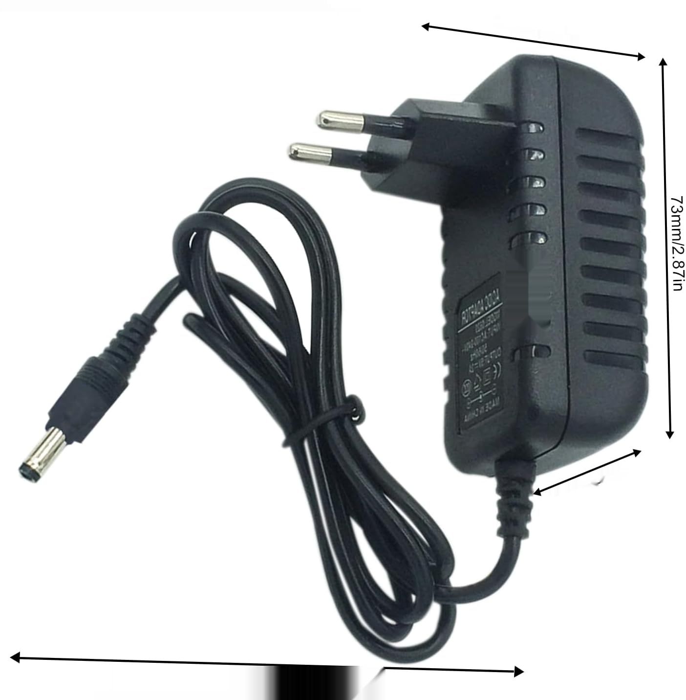 Ładowarka Zasilacz 12V 1A DC, wtyczka EU, czarny, do aut elektrycznych.