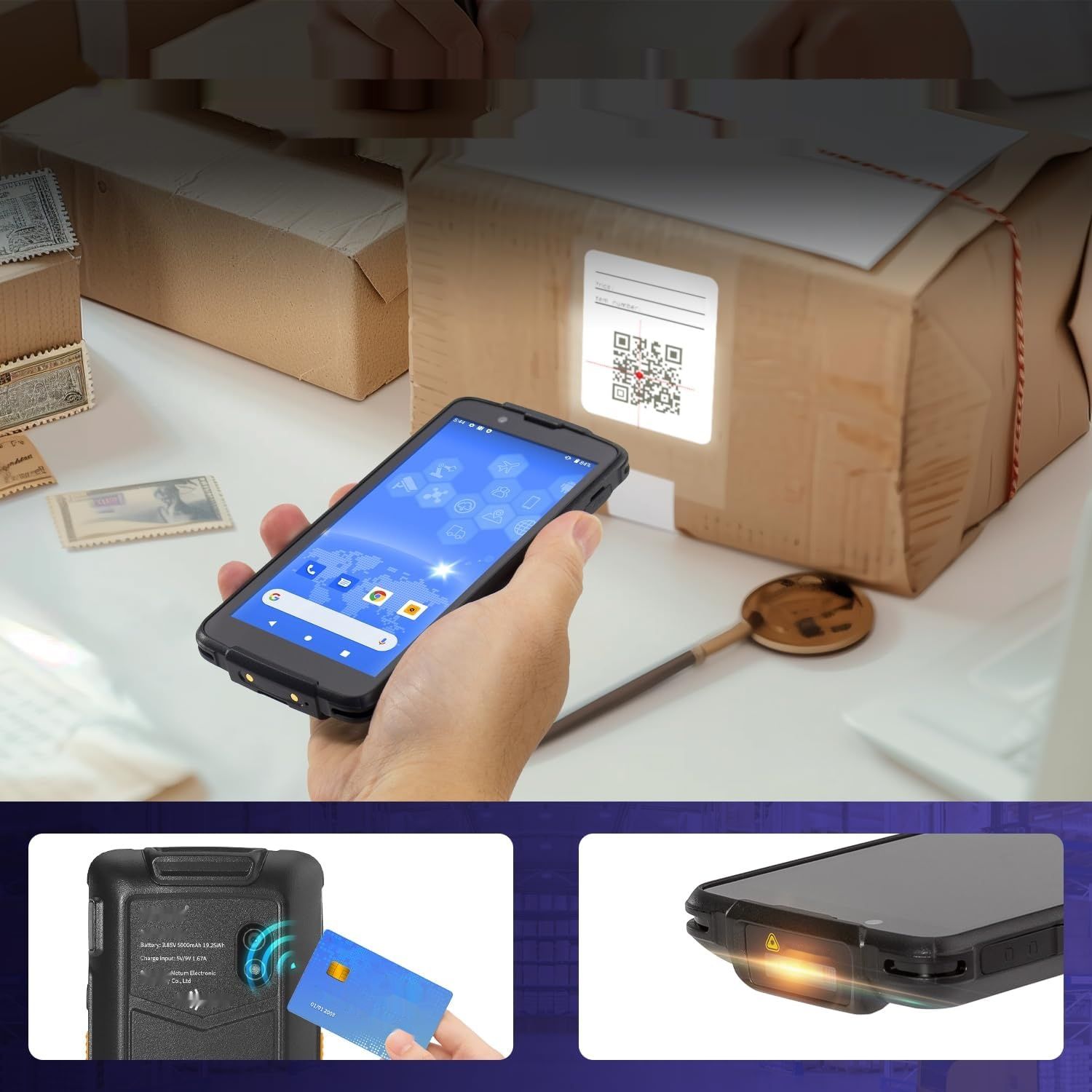 Netum Q700 Android 11 Handheld Mobile Computer PDA ze skanerem kodów kreskowych.