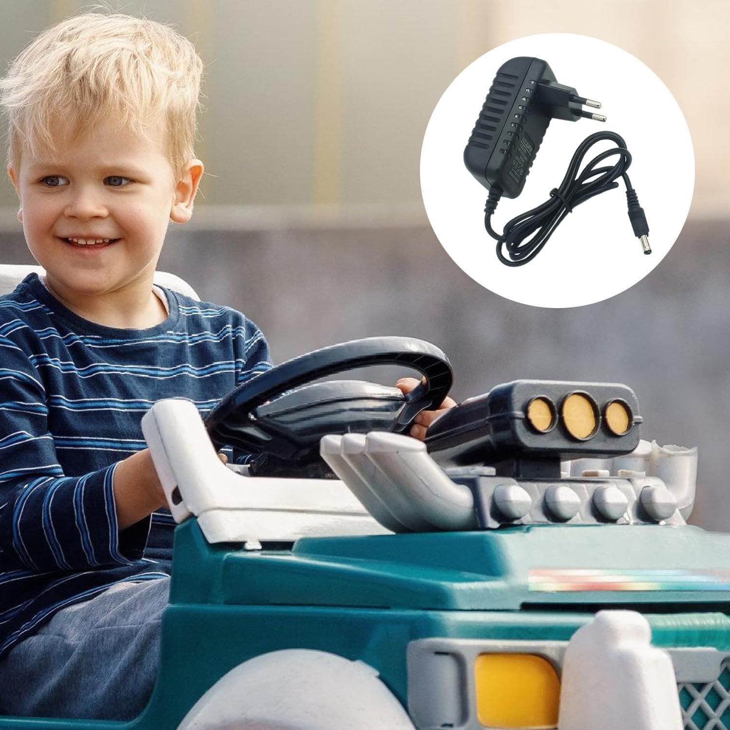Ładowarka Zasilacz 12V 1A DC, wtyczka EU, czarny, do aut elektrycznych.