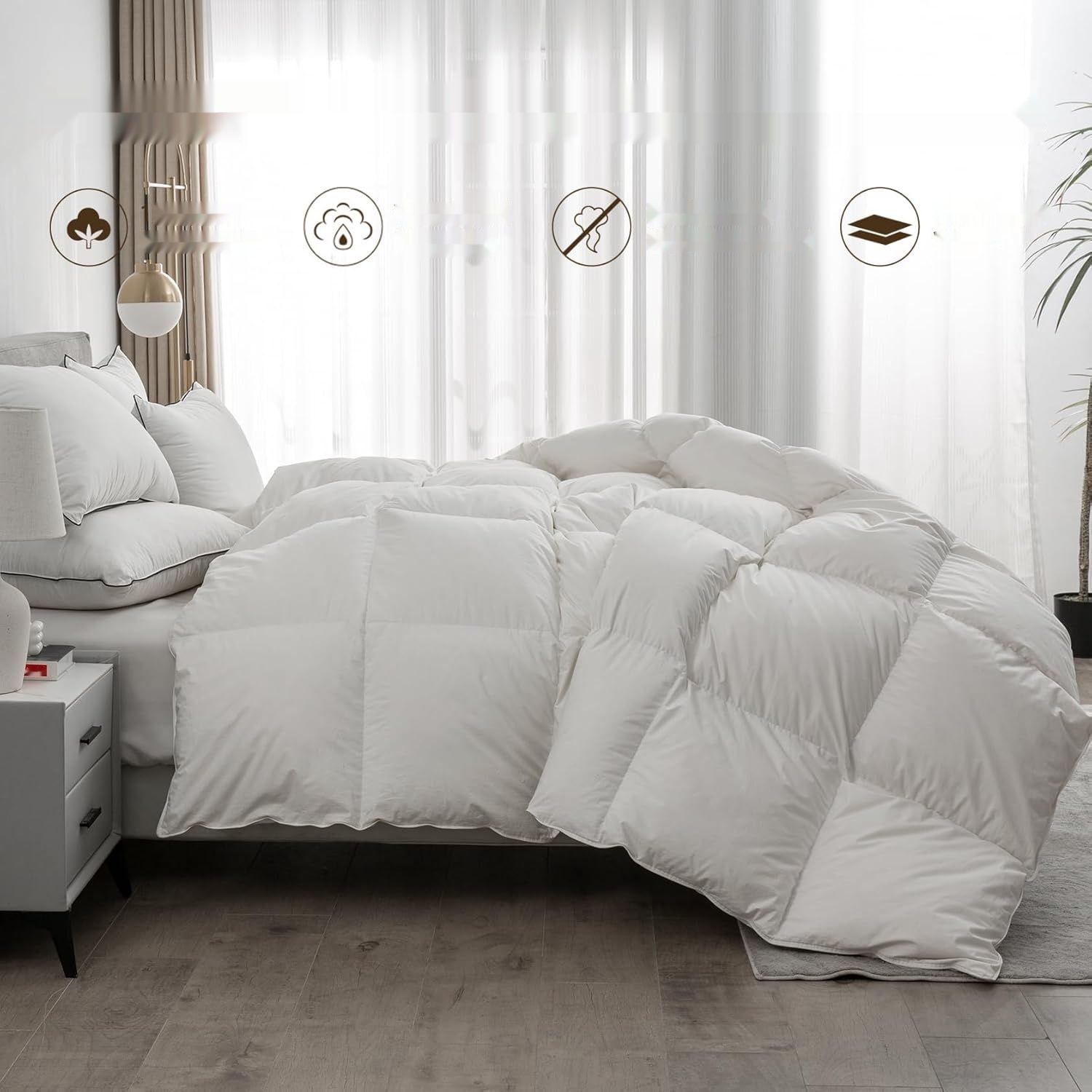 BPC Medium Down Kołdra 135x200cm, Bawełna, Puch, Oeko-Tex, RDS, Kość Słoniowa
