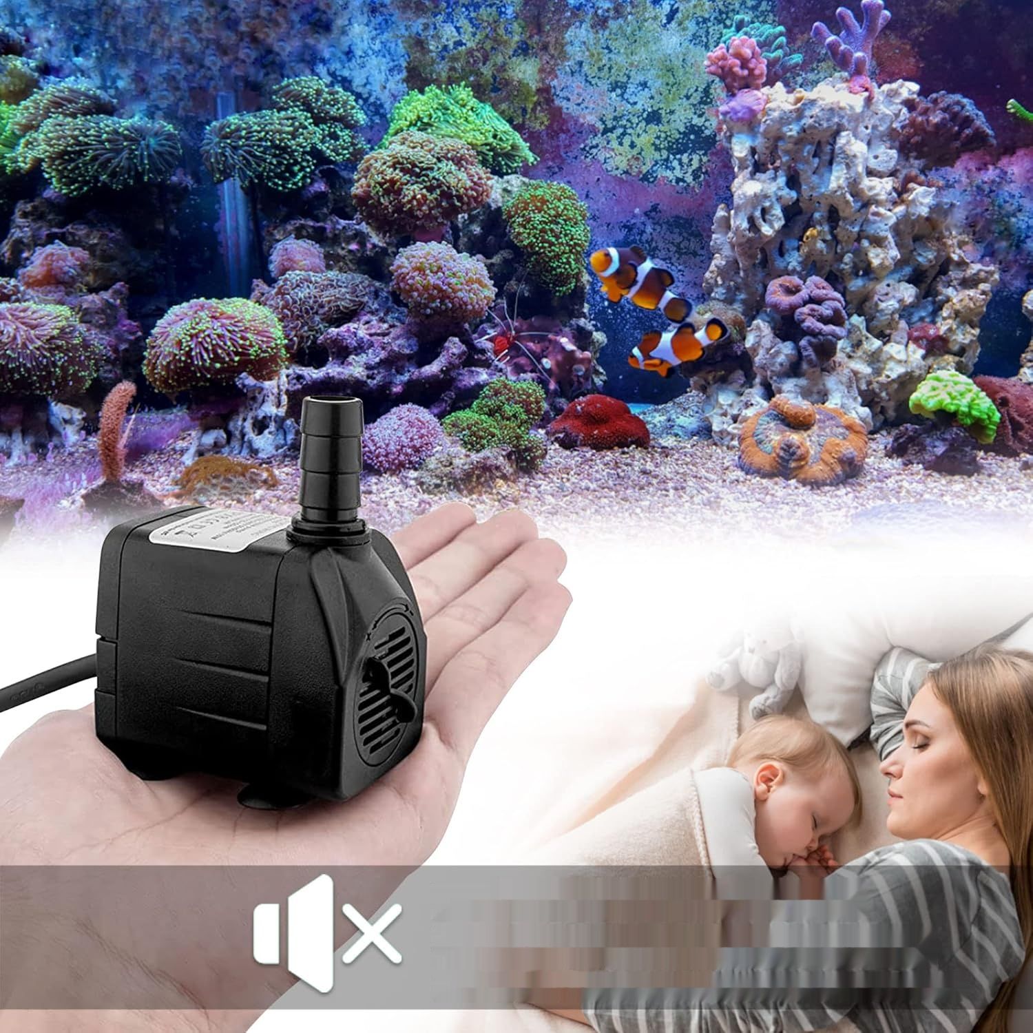 DIFCUL Mini Pompa Wodna do Akwarium 450L/H 10W Ultra Cicha