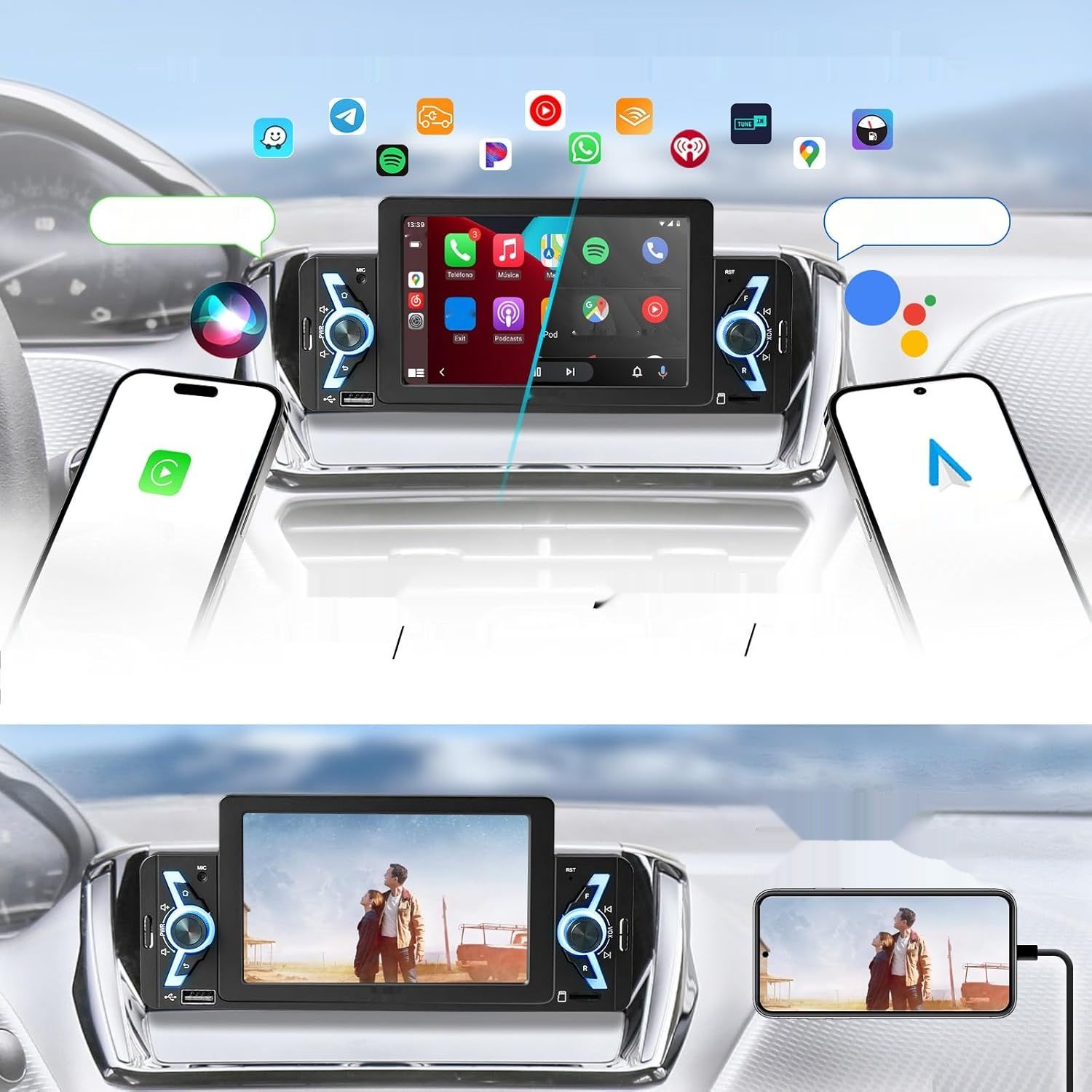 ATOTO F7WE F7G1A5WE 5-calowy radioodtwarzacz 1DIN CarPlay, Android Car.