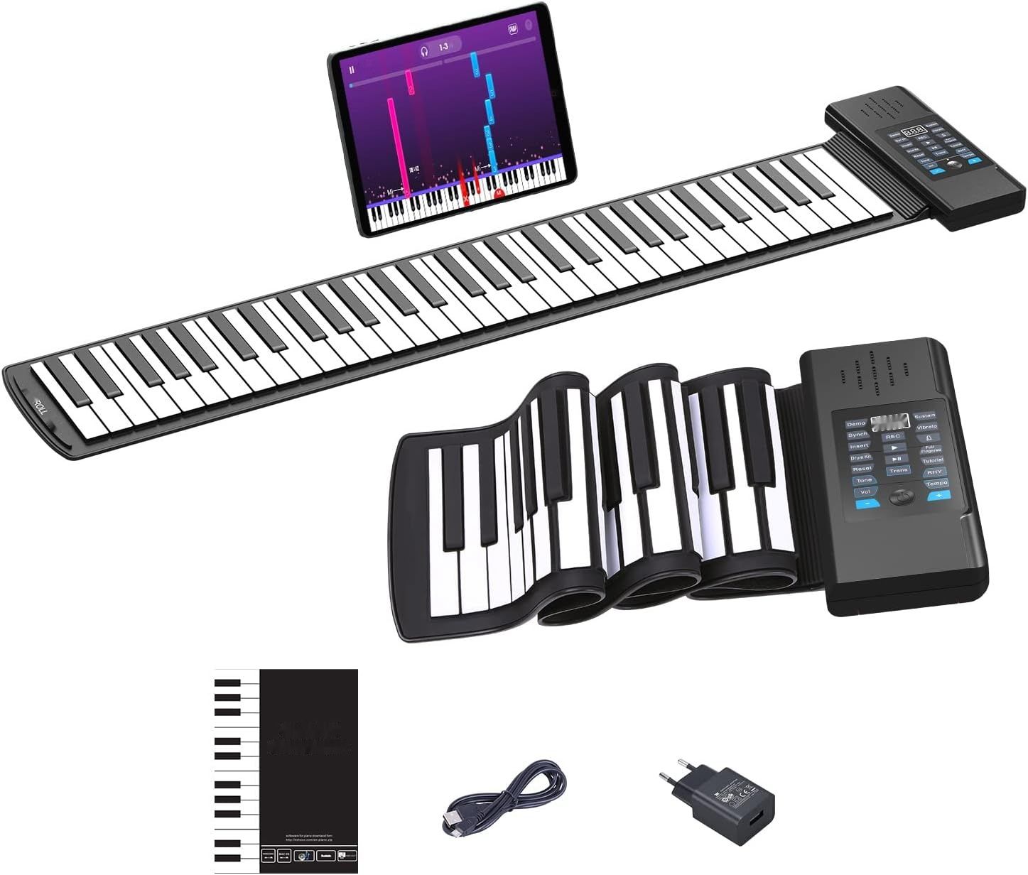 OYAYO Składana Klawiatura Pianina 61 Klawiszy Rollpiano wspiera MIDI