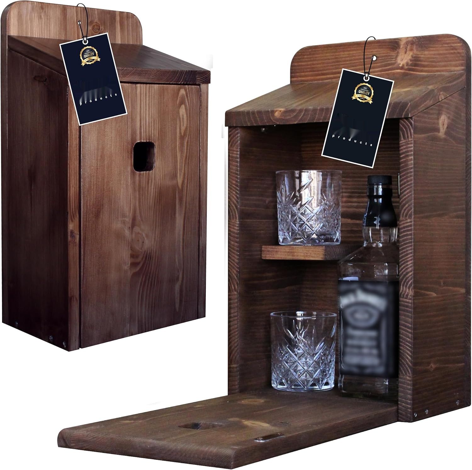 Domek dla ptaków premium + 2 szklanki whisky, prezent dla mężczyzn