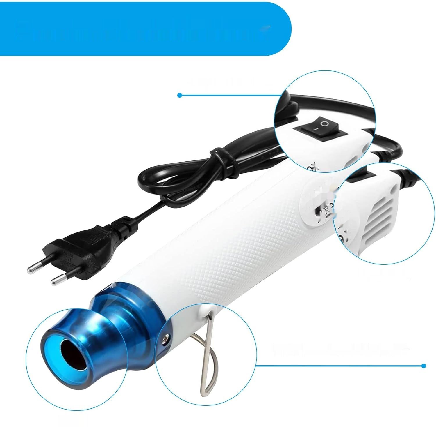 DIFCUL Pistolet na gorące powietrze, 220 V Mini Opalarka, 300 W Zestaw