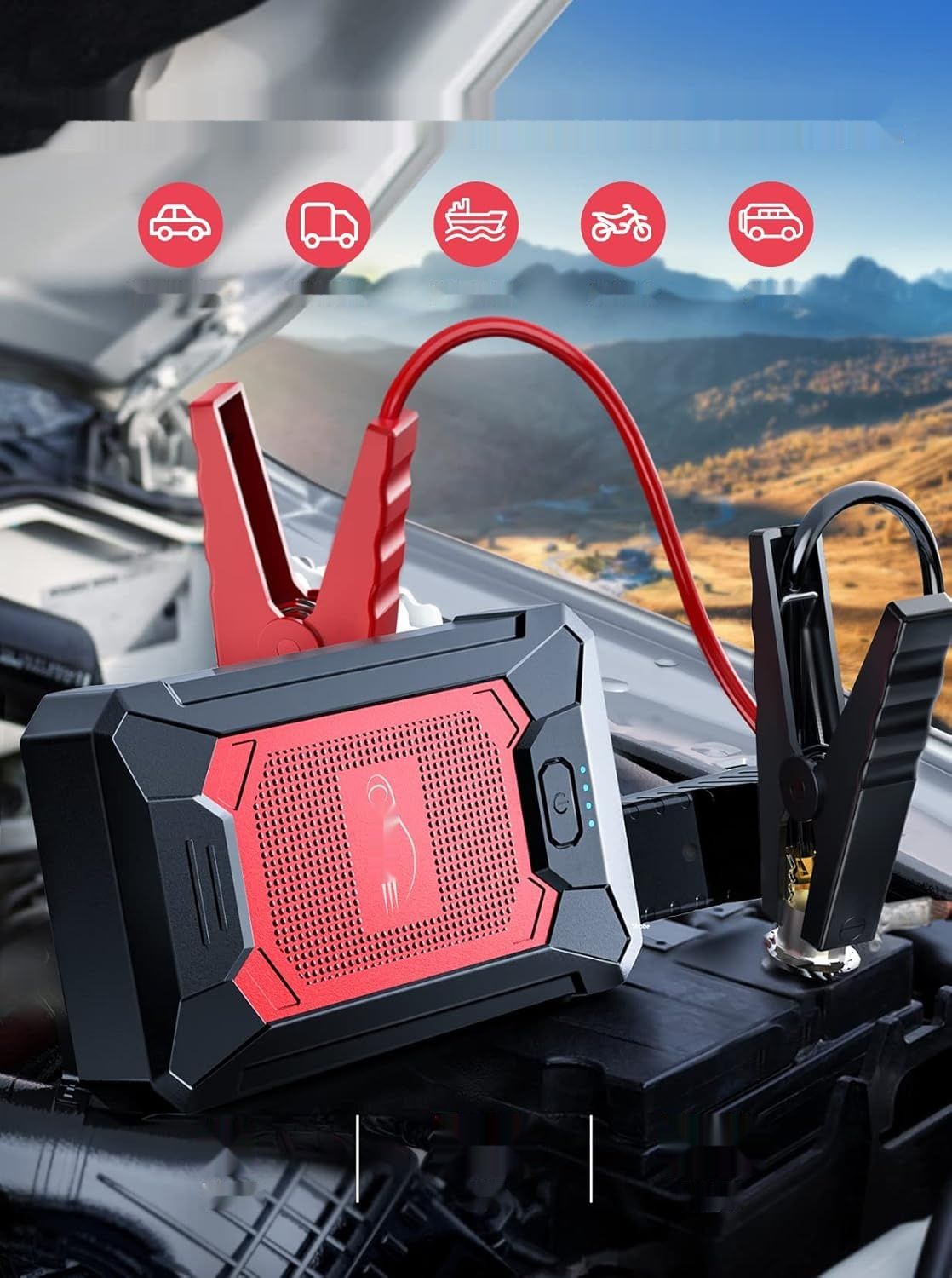 Bateria YABER Booster, 1000A 12000mAh IP66 Wodoodporna Ładowarka