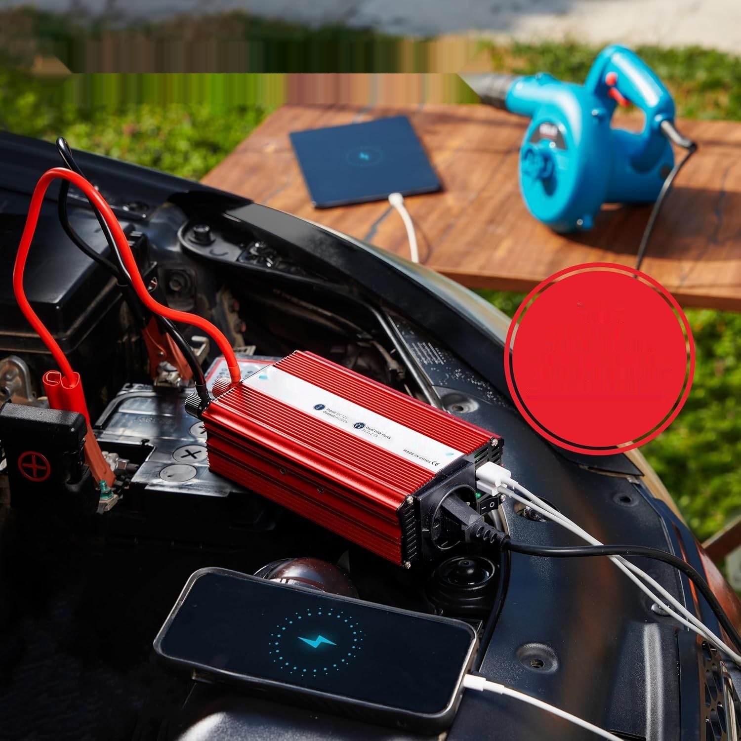 Odoga Inwerter 12 V na 230 V - 500 W, Podwójny USB 4.2 A, Gniazdo Samochodowe