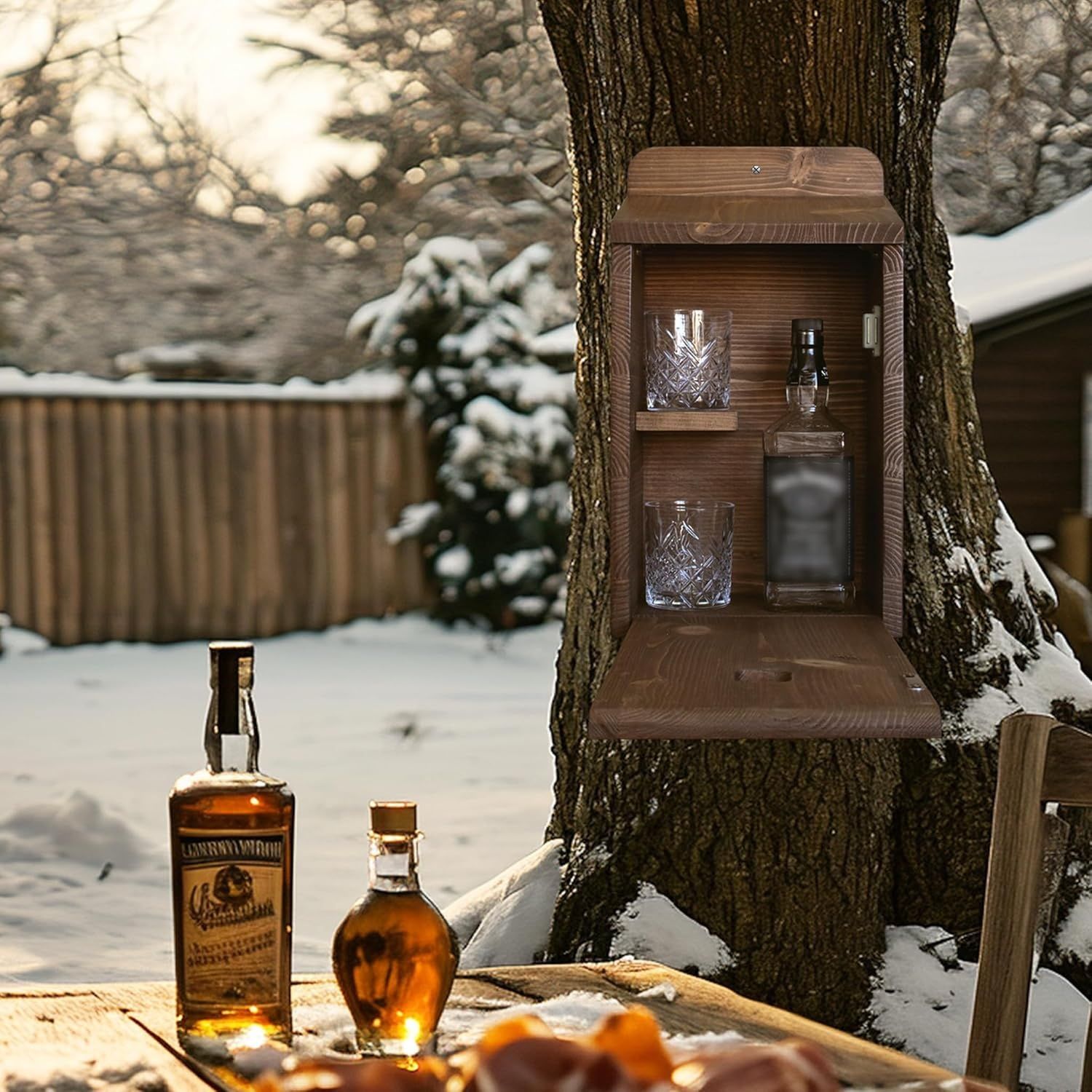 Domek dla ptaków premium + 2 szklanki whisky, prezent dla mężczyzn