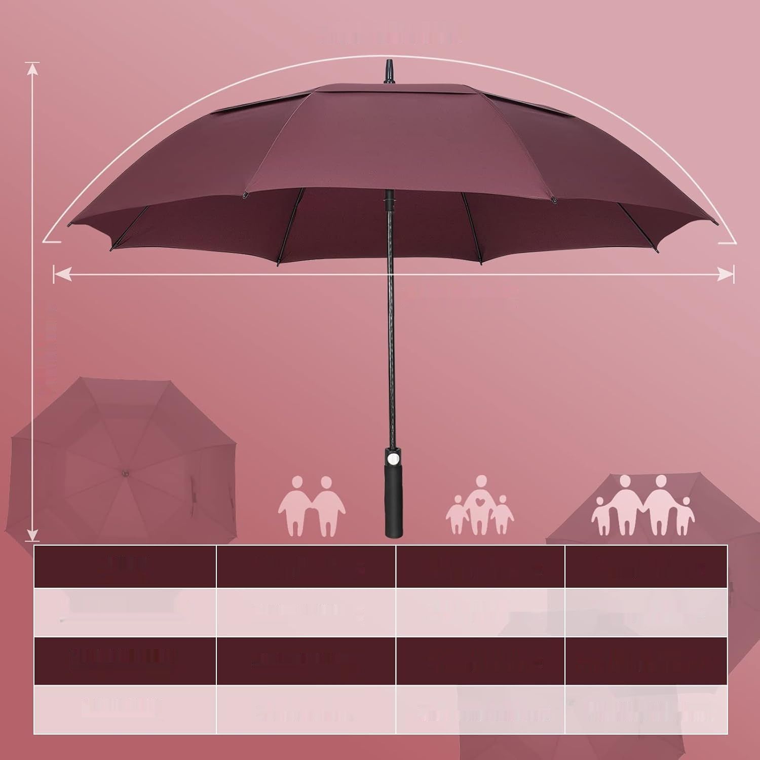 ZOMAKE Duży Wiatroodporny Parasol Golfowy z Automatycznym Otwieraniem