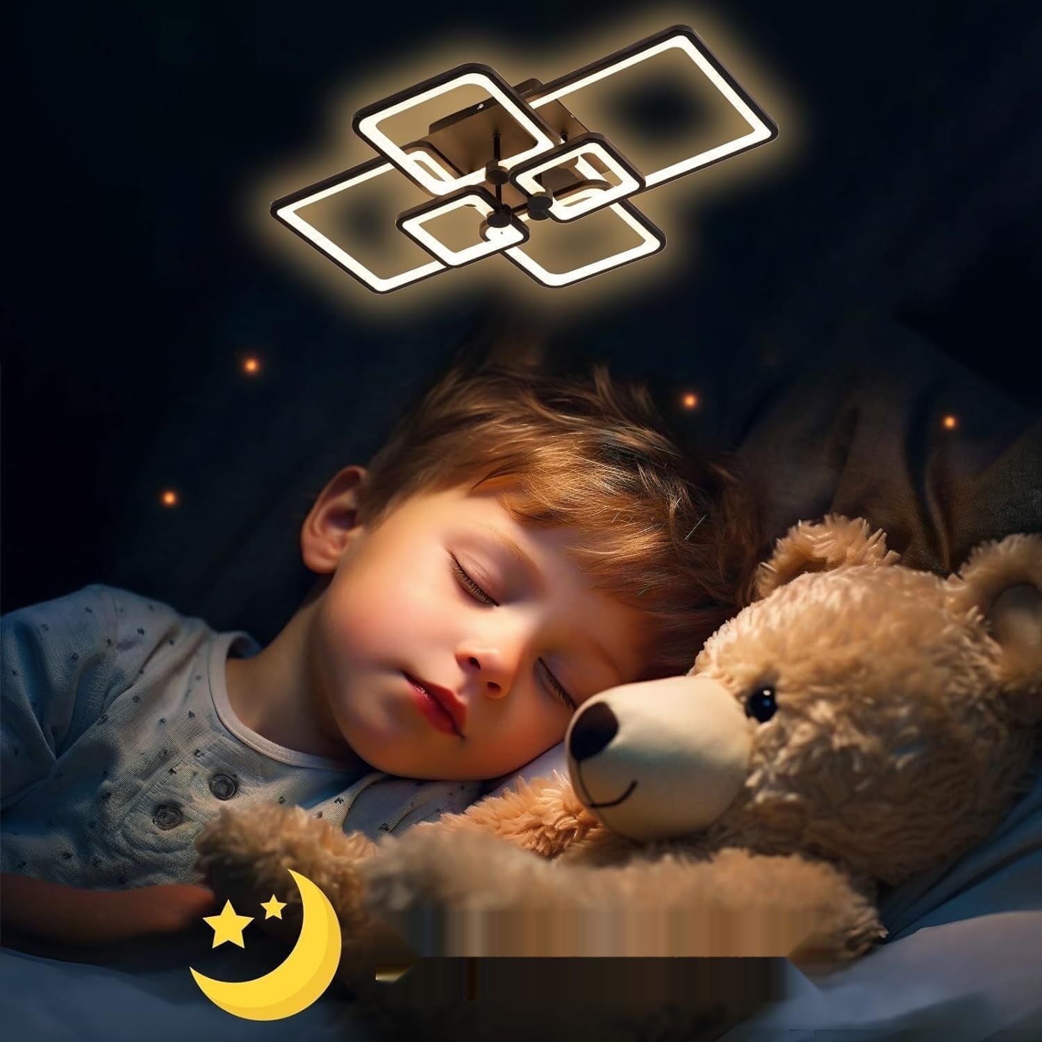 HIHIHOMY Lampa Sufitowa LED Regulowana z Pilotem 6-Pierścieniowa