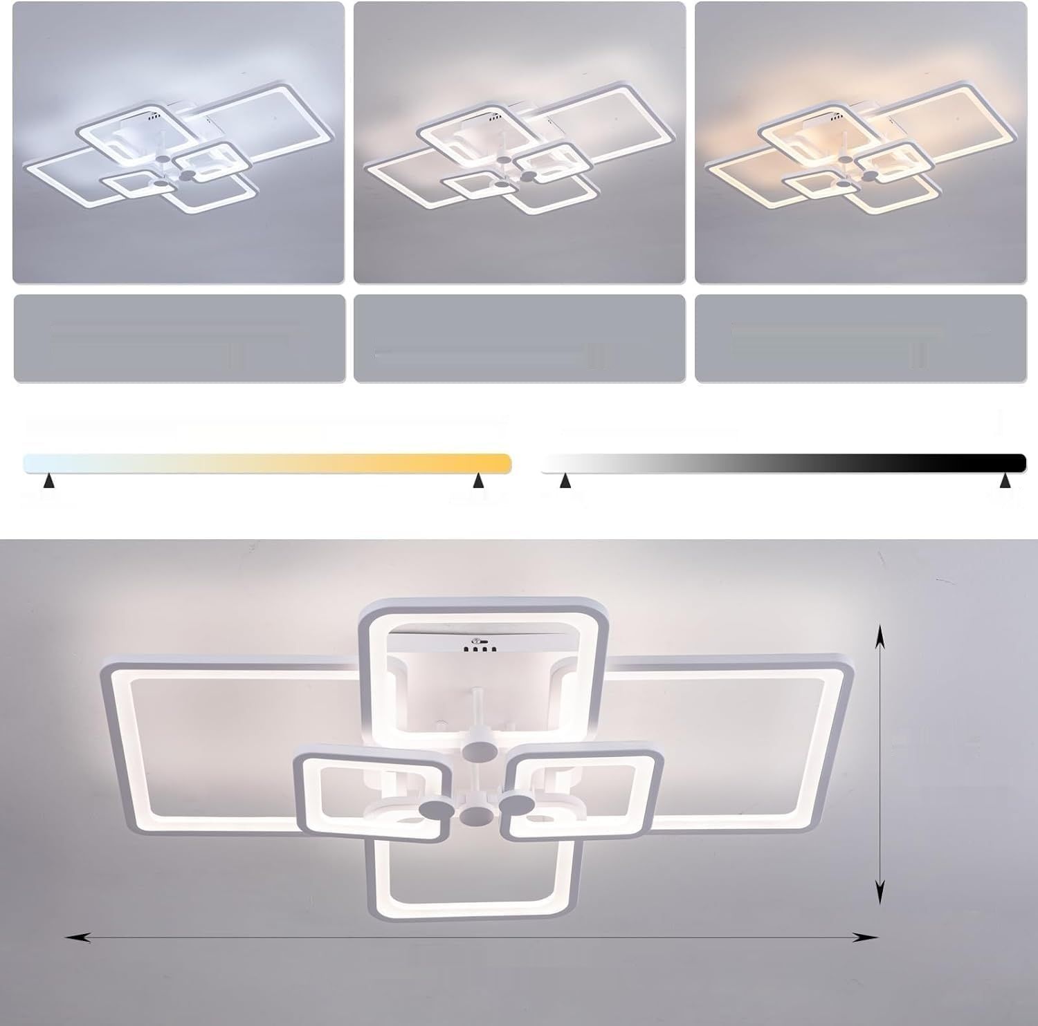 HIHIHOMY Lampa Sufitowa LED Regulowana z Pilotem 6-Pierścieniowa