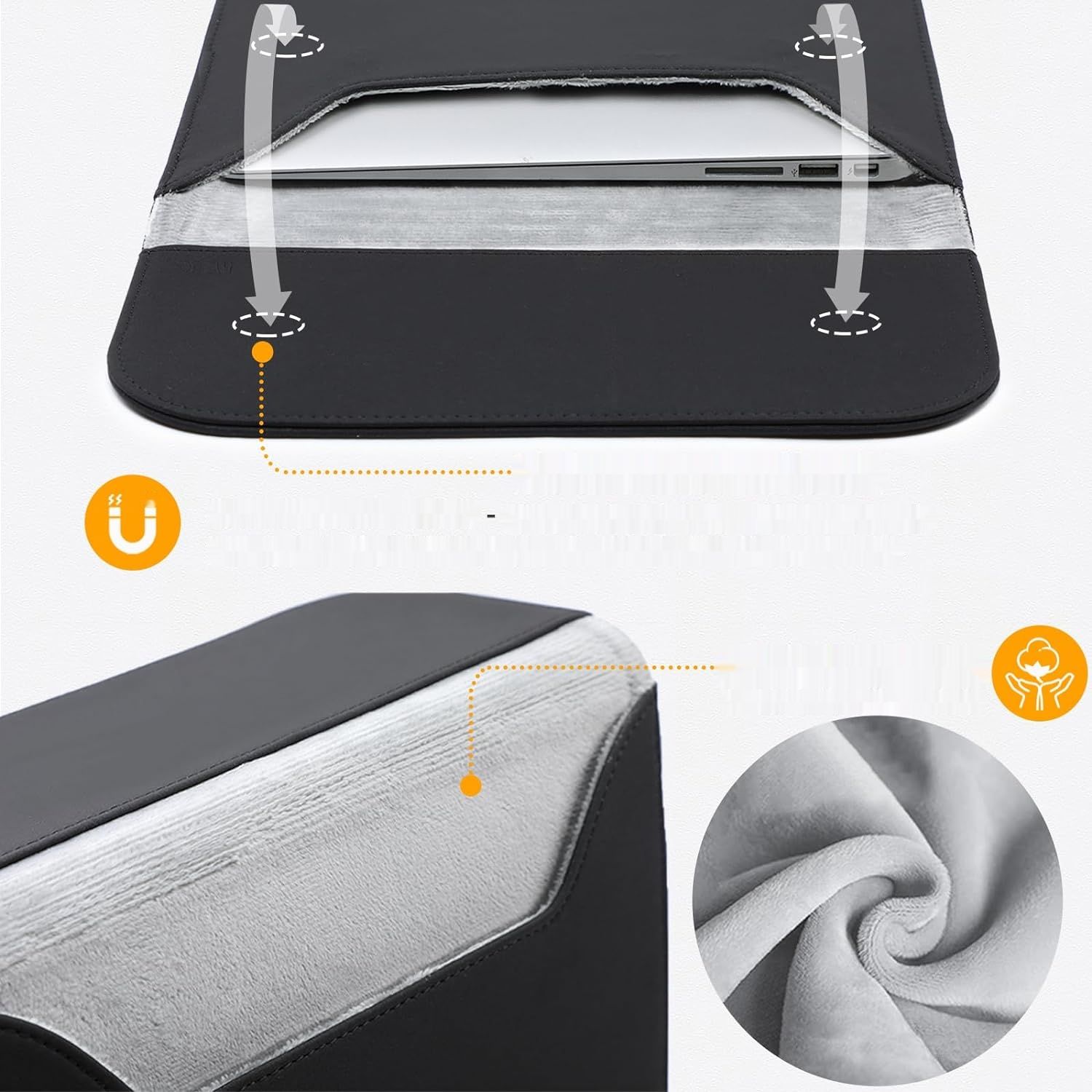 HYZUO torba na laptopa kompatybilna z MacBook Air 15, czarna
