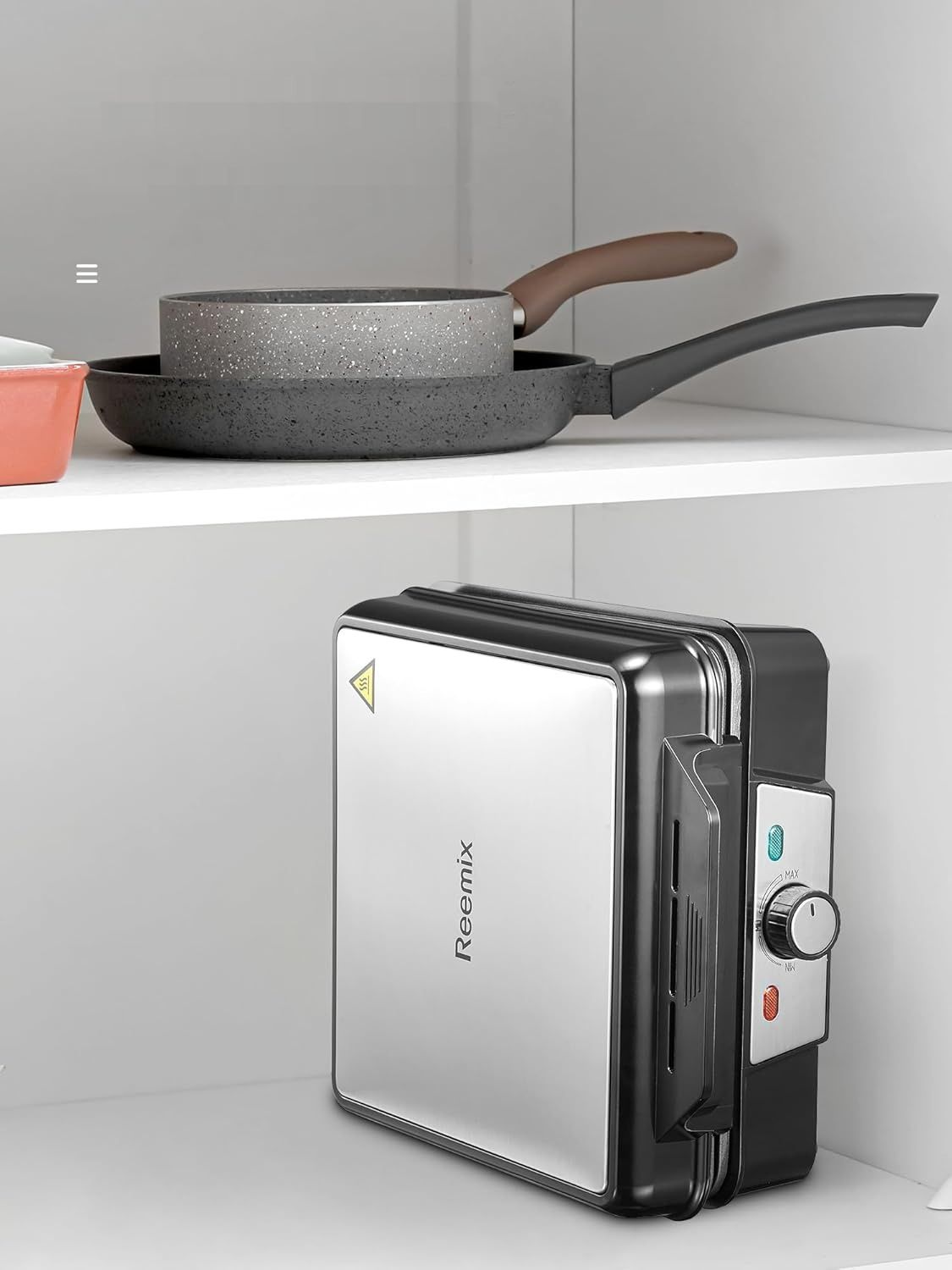 Reemix Gofrownica 1200 W, Nieprzywierająca, Regulacja, Srebrny/Czarny