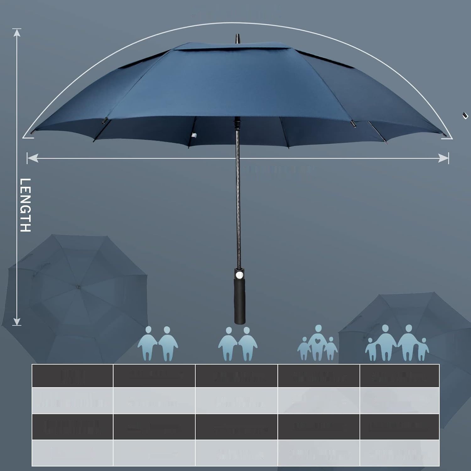 ZOMAKE Duży Wiatroodporny Parasol , Automatyczny