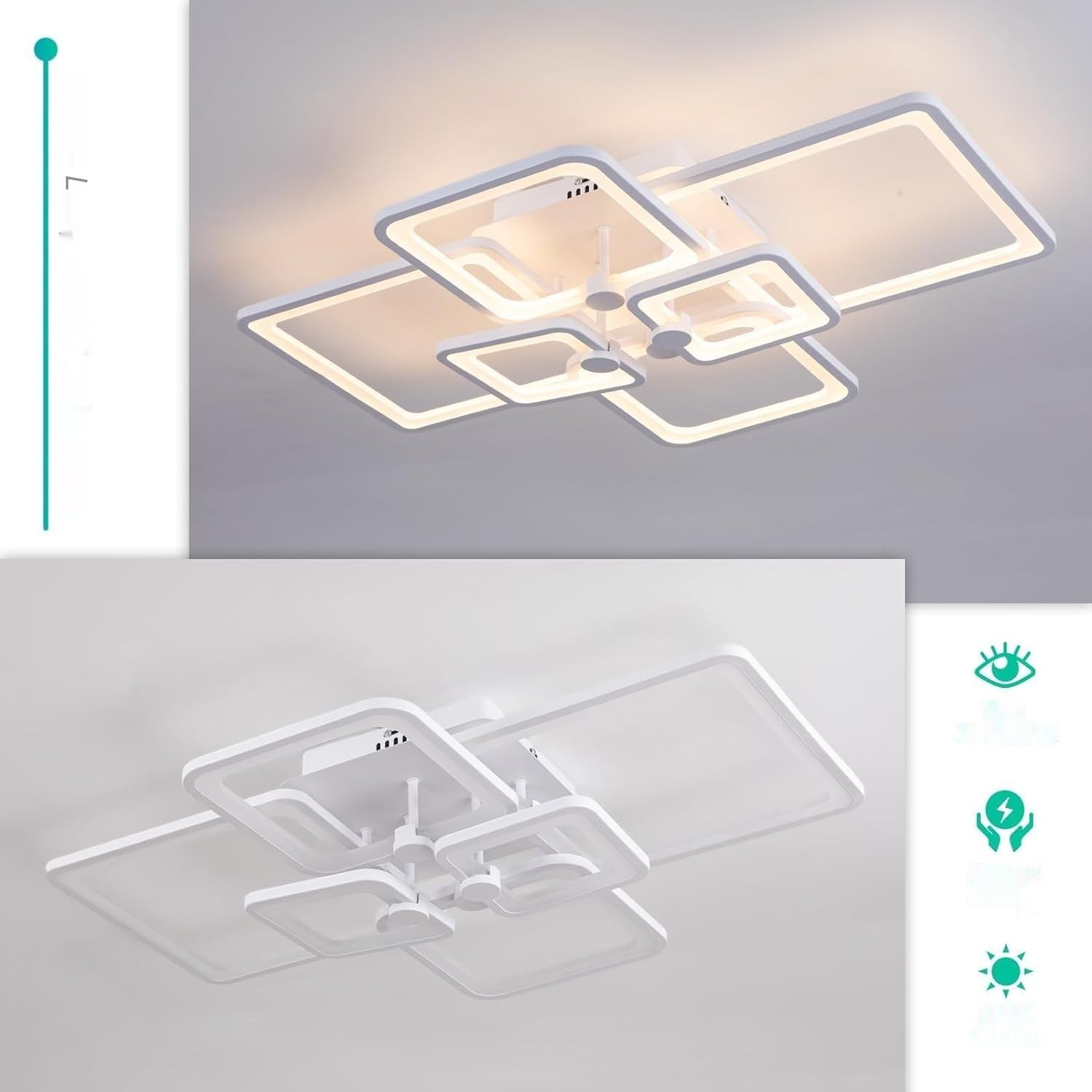 HIHIHOMY Lampa Sufitowa LED Regulowana z Pilotem 6-Pierścieniowa
