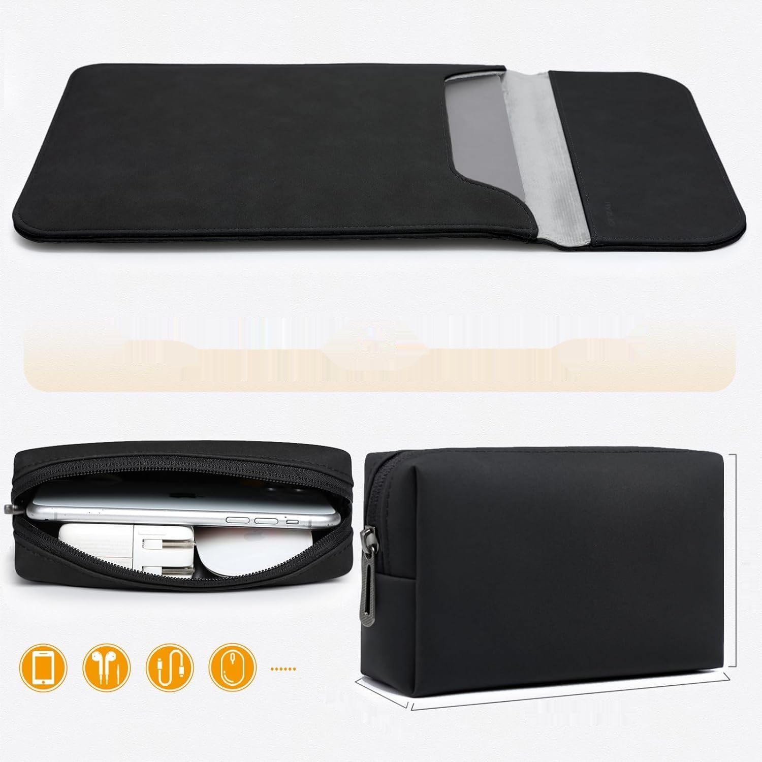 HYZUO torba na laptopa kompatybilna z MacBook Air 15, czarna