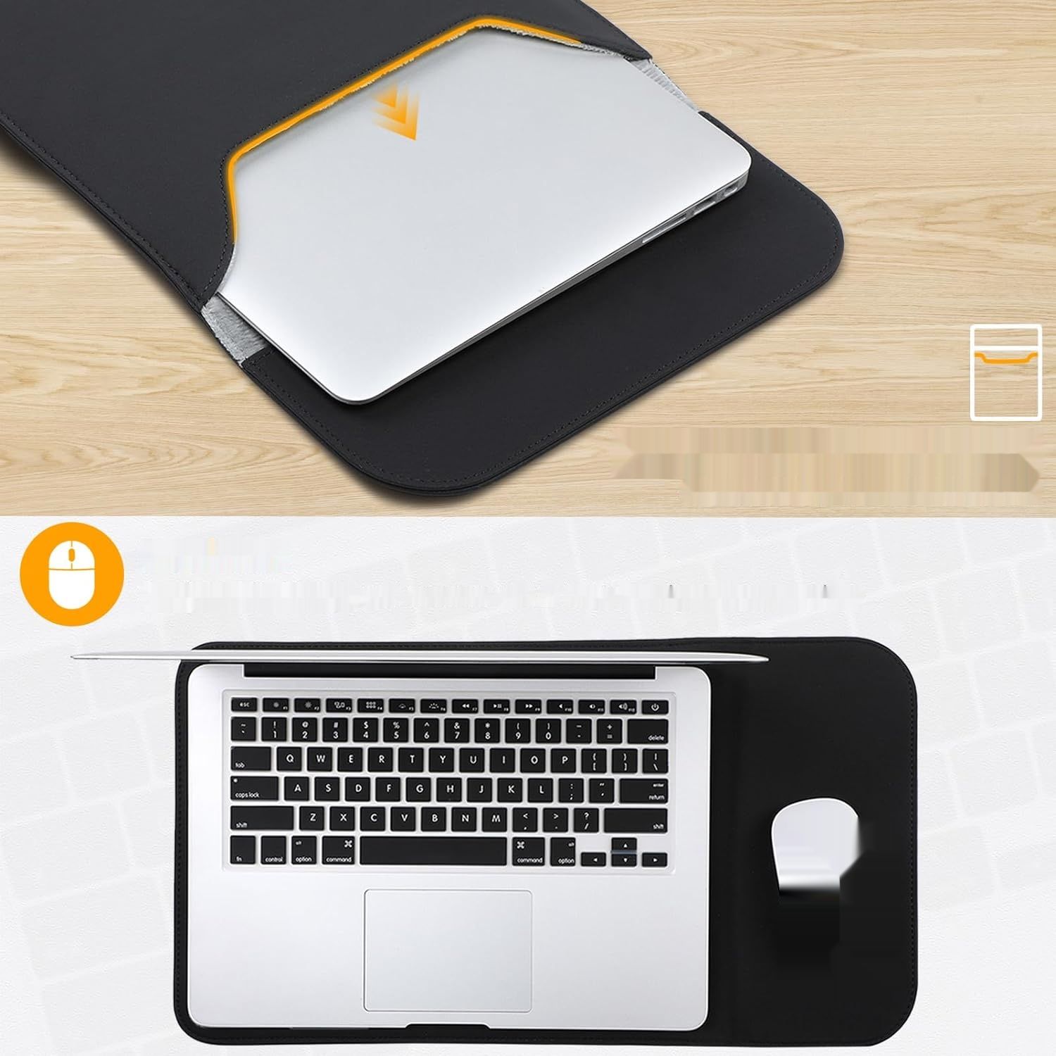 HYZUO torba na laptopa kompatybilna z MacBook Air 15, czarna