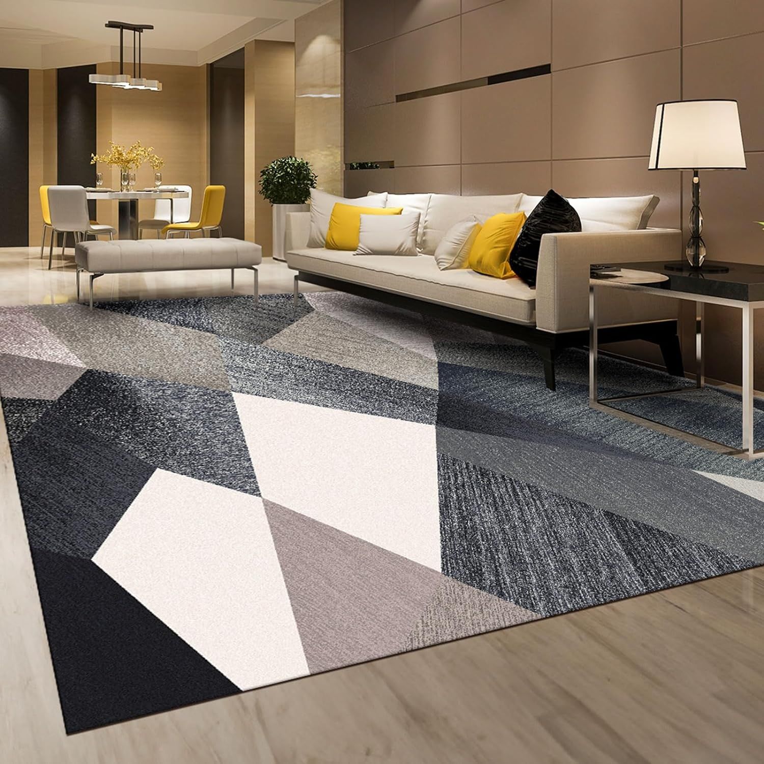 HOMFINE Dywan 160x230 cm, geometryczny, antypoślizgowy, zielony, prany.