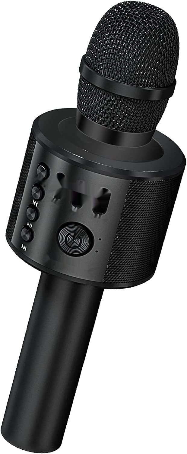 BONAOK Bluetooth Karaoke Mikrofon 3 w 1 dla iPhone/Android/PC (Czarny)