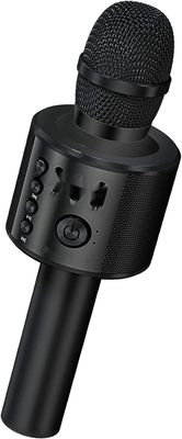 BONAOK Bluetooth Karaoke Mikrofon 3 w 1 dla iPhone/Android/PC (Czarny)