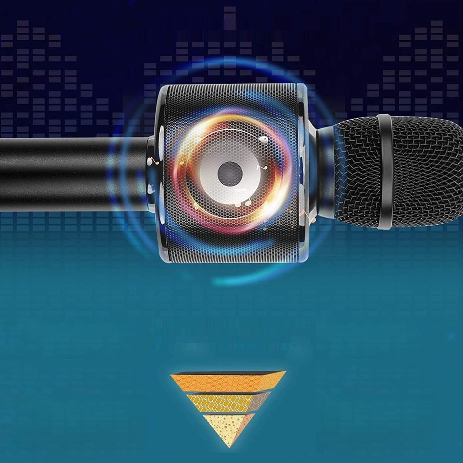 BONAOK Bluetooth Karaoke Mikrofon 3 w 1 dla iPhone/Android/PC (Czarny)