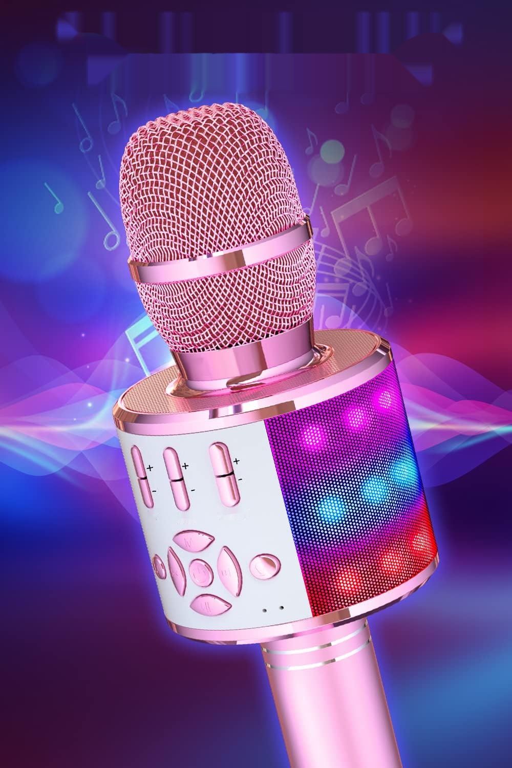 BONAOK Magic Sing Karaoke Mikrofon 4-w-1, Bluetooth, Jasnoróżowy