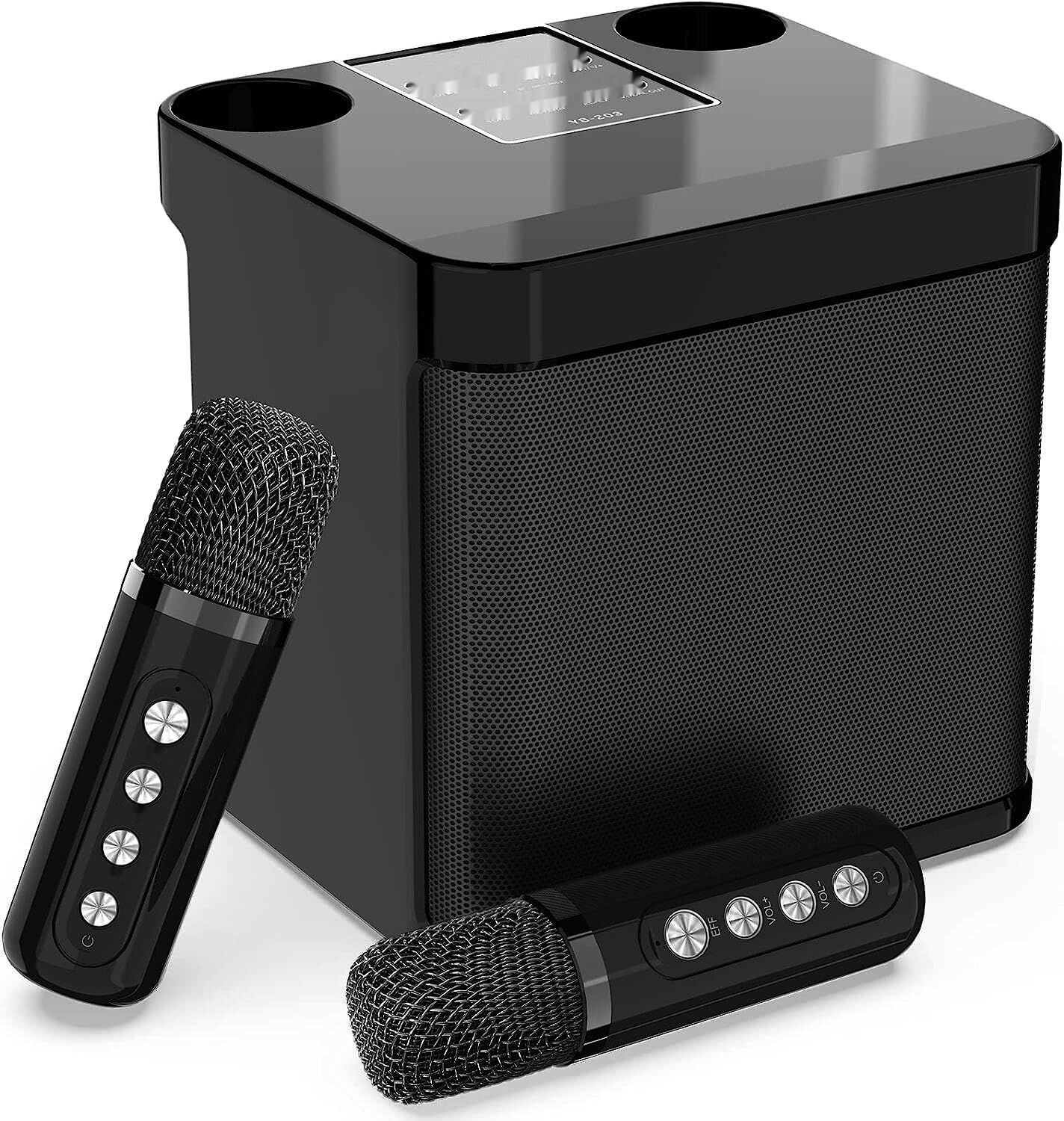 Maszyna Karaoke Bluetooth z 2 Mikrofonami, USB/Karta TF/AUX (Czarny)